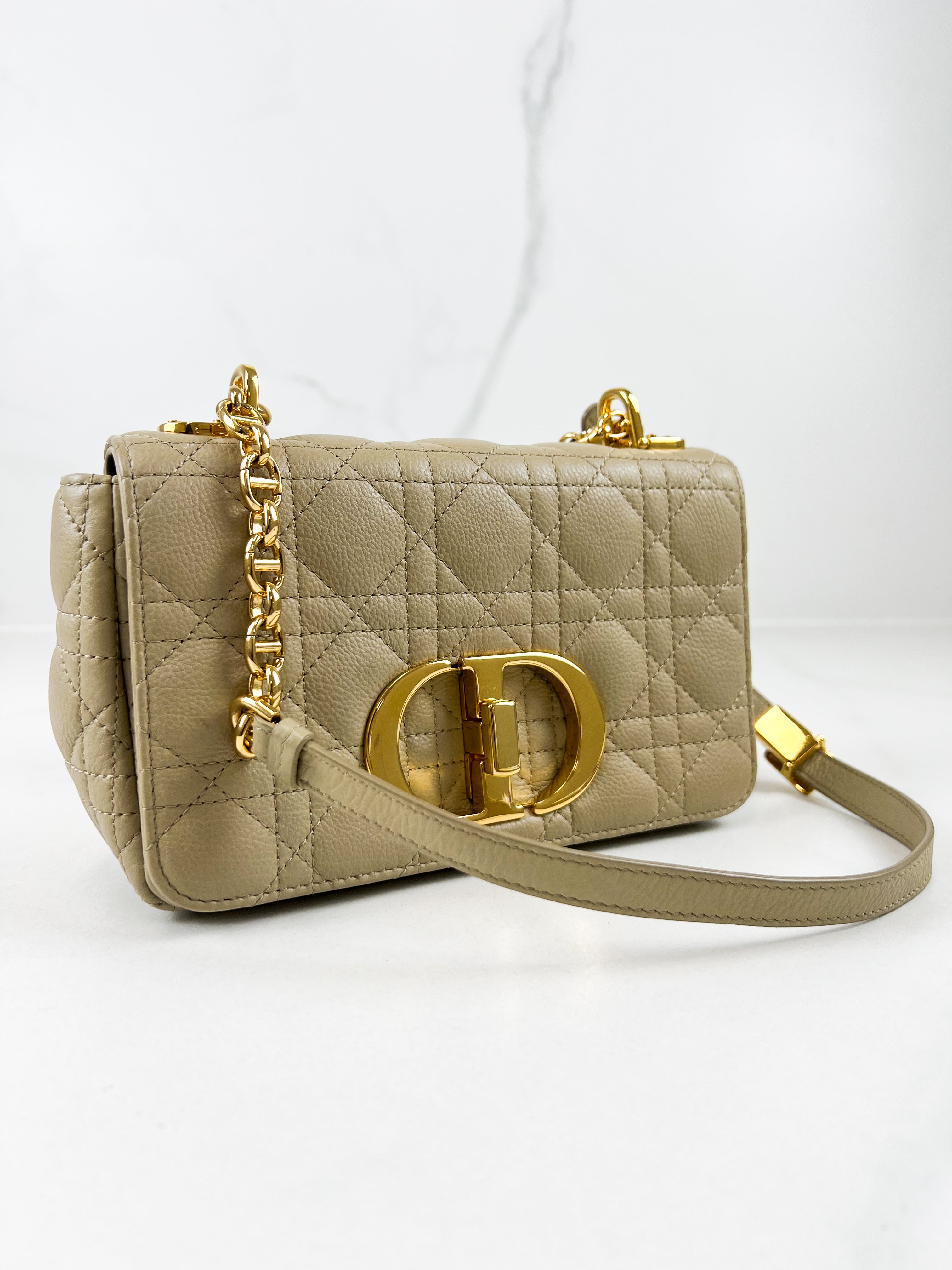 Christian Dior Medium Caro Bag in Beige with GHW