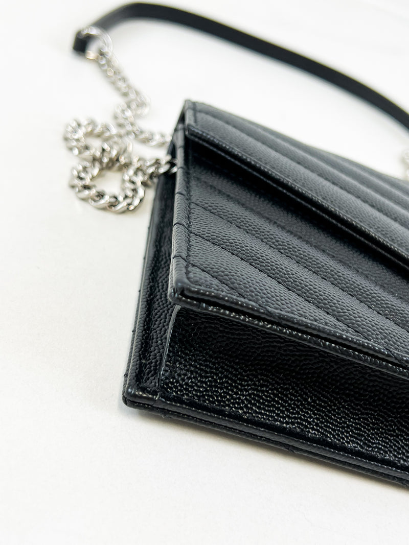Saint Laurent Black Cassandre Envelope WOC SHW