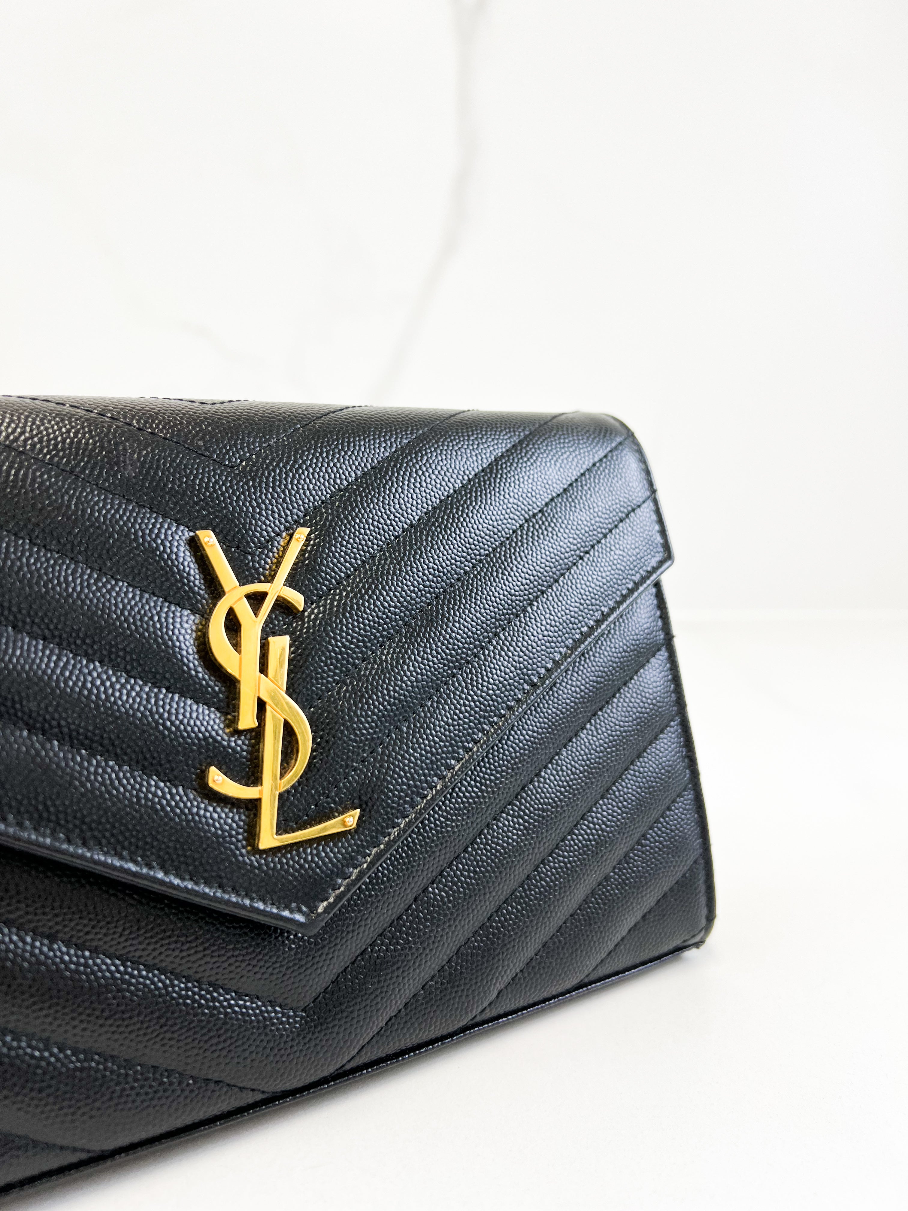 Saint Laurent Black Cassandre Chain WOC with GHW