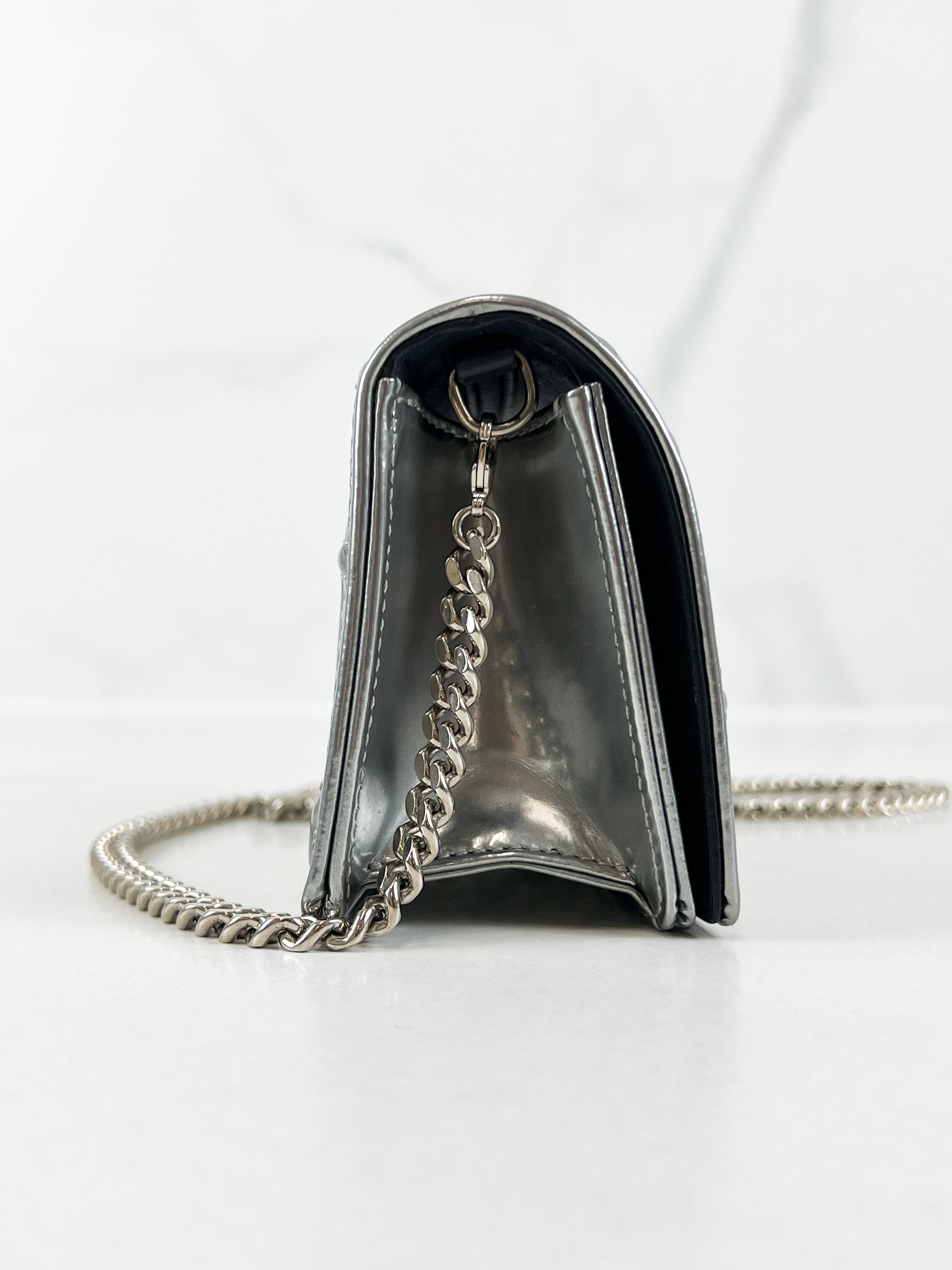 Christian Dior Silver Diorama Micro WOC