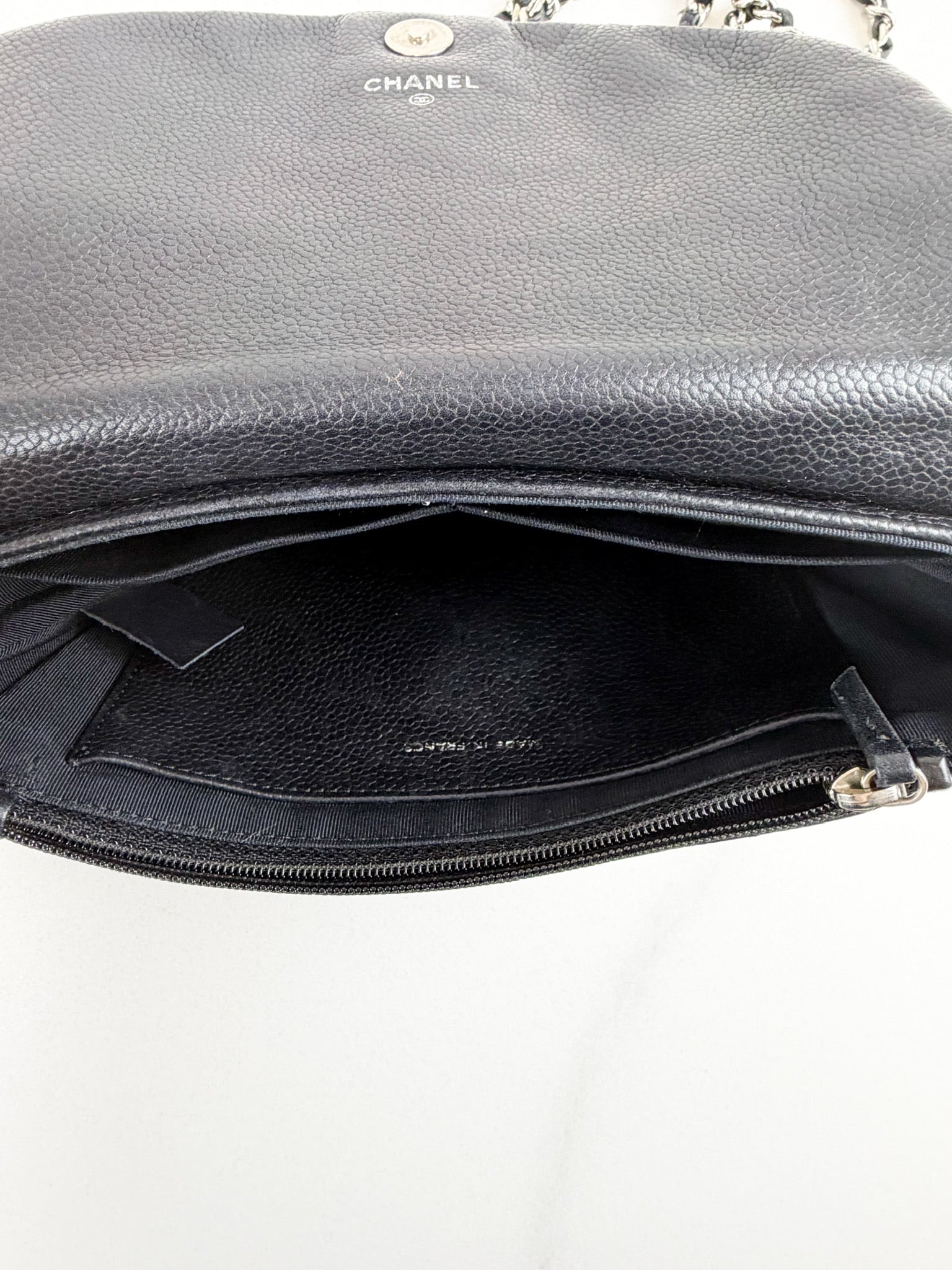 Chanel Black Half Moon Caviar CC WOC with SHW