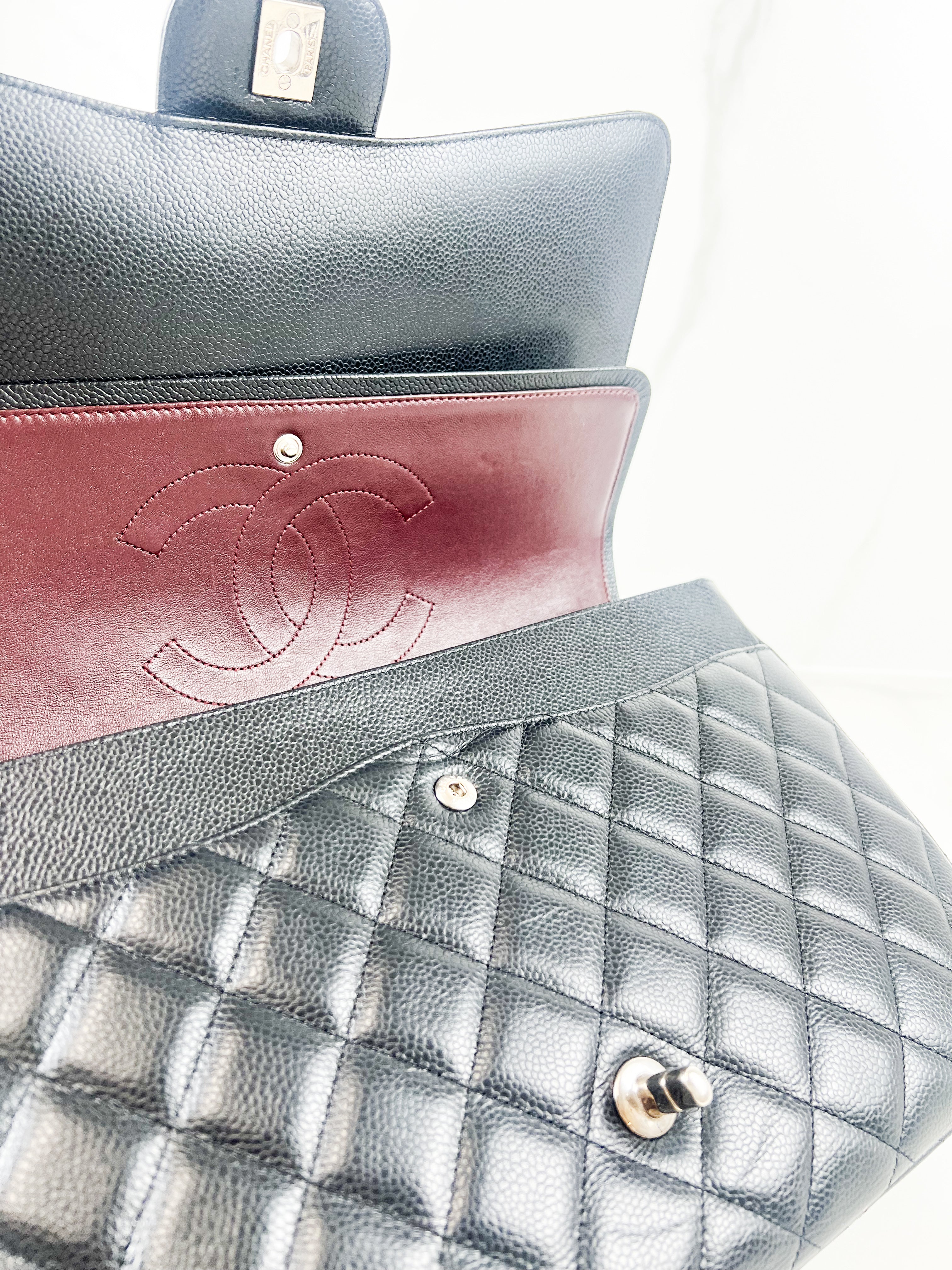 Chanel Jumbo Black Classic Double Flap Caviar Shoulder Bag
