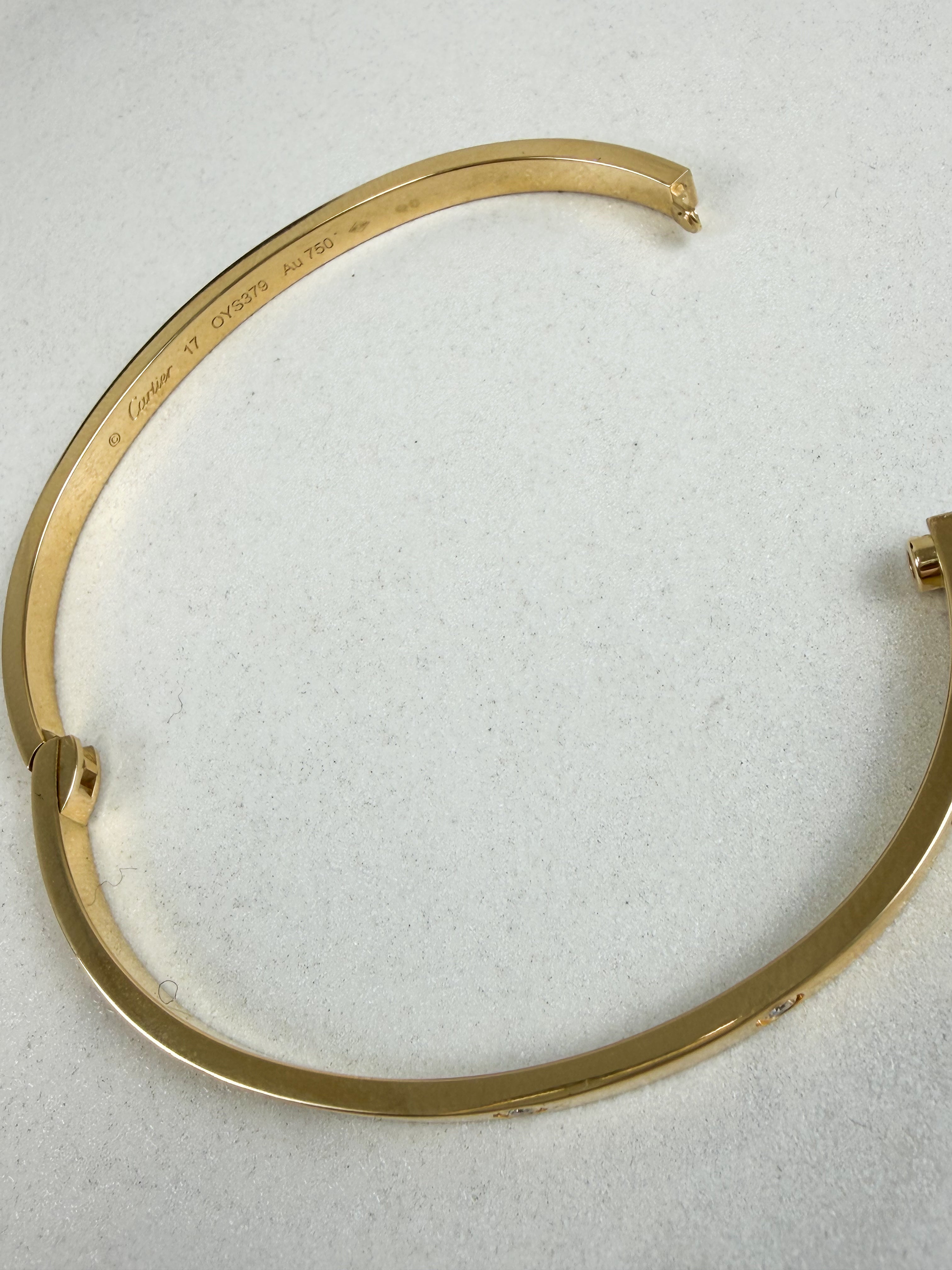 Cartier Small Model Love Bracelet 10 Diamond in Yellow Gold Size 17