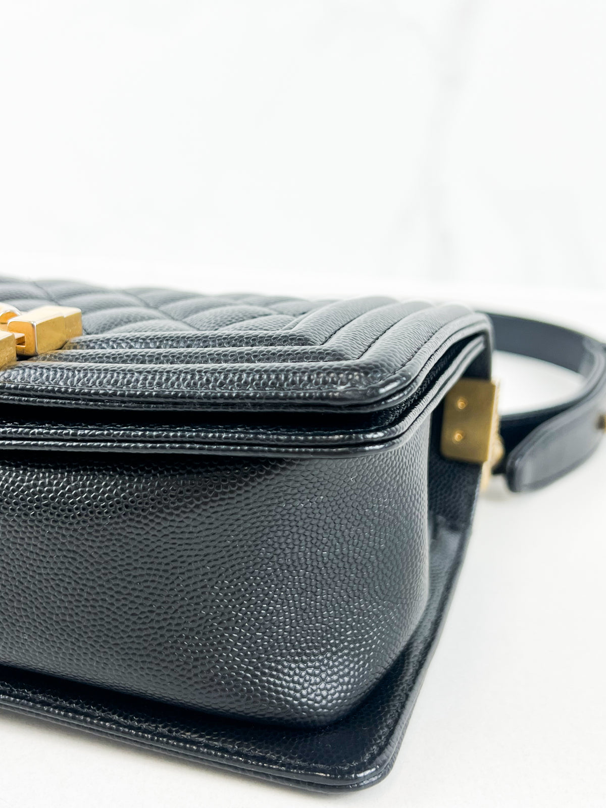 Chanel Small Quilted Caviar Boy Bag with Gold Hardware