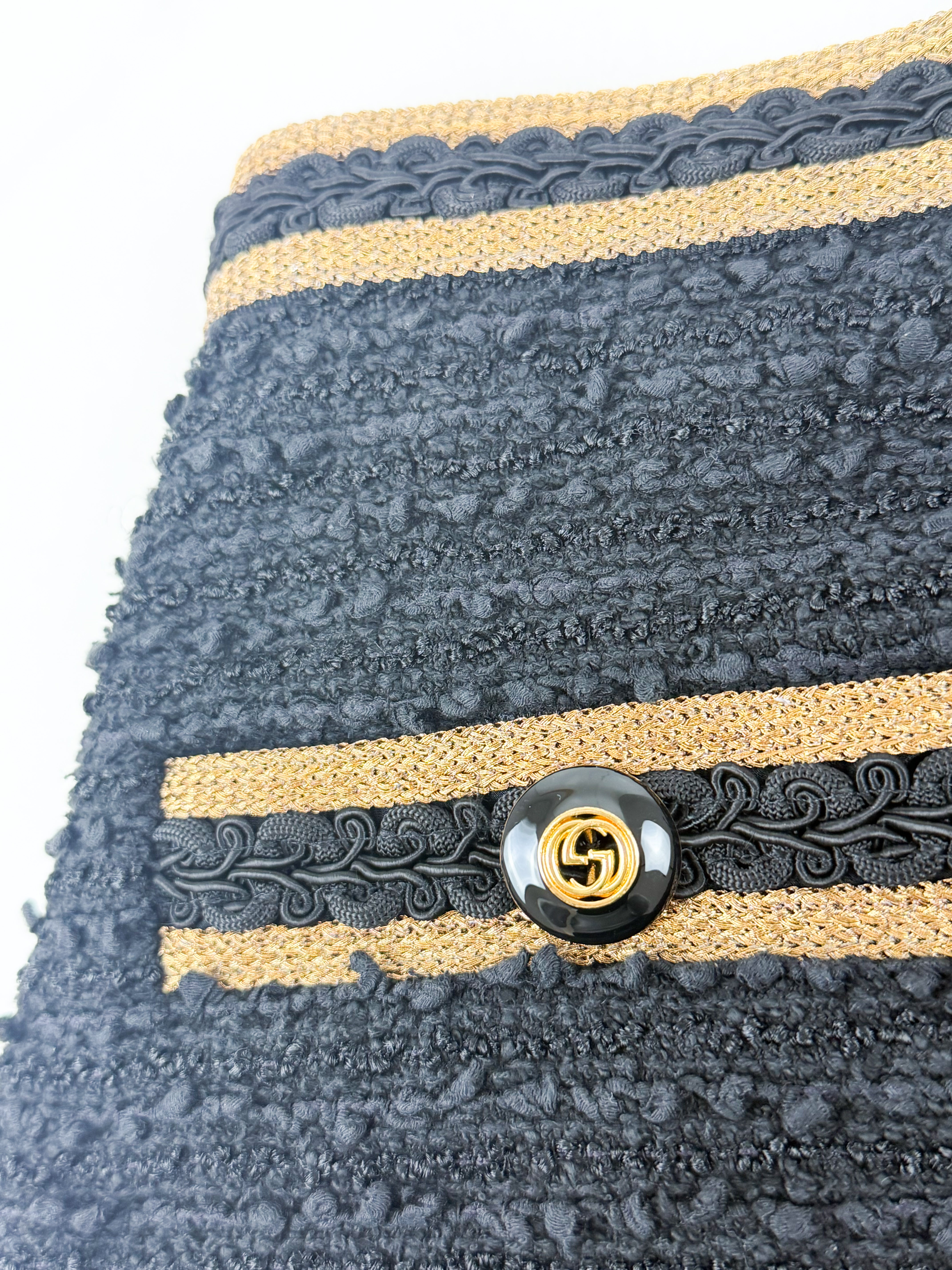 Gucci Tweed Skirt in Black with Gold Detailing