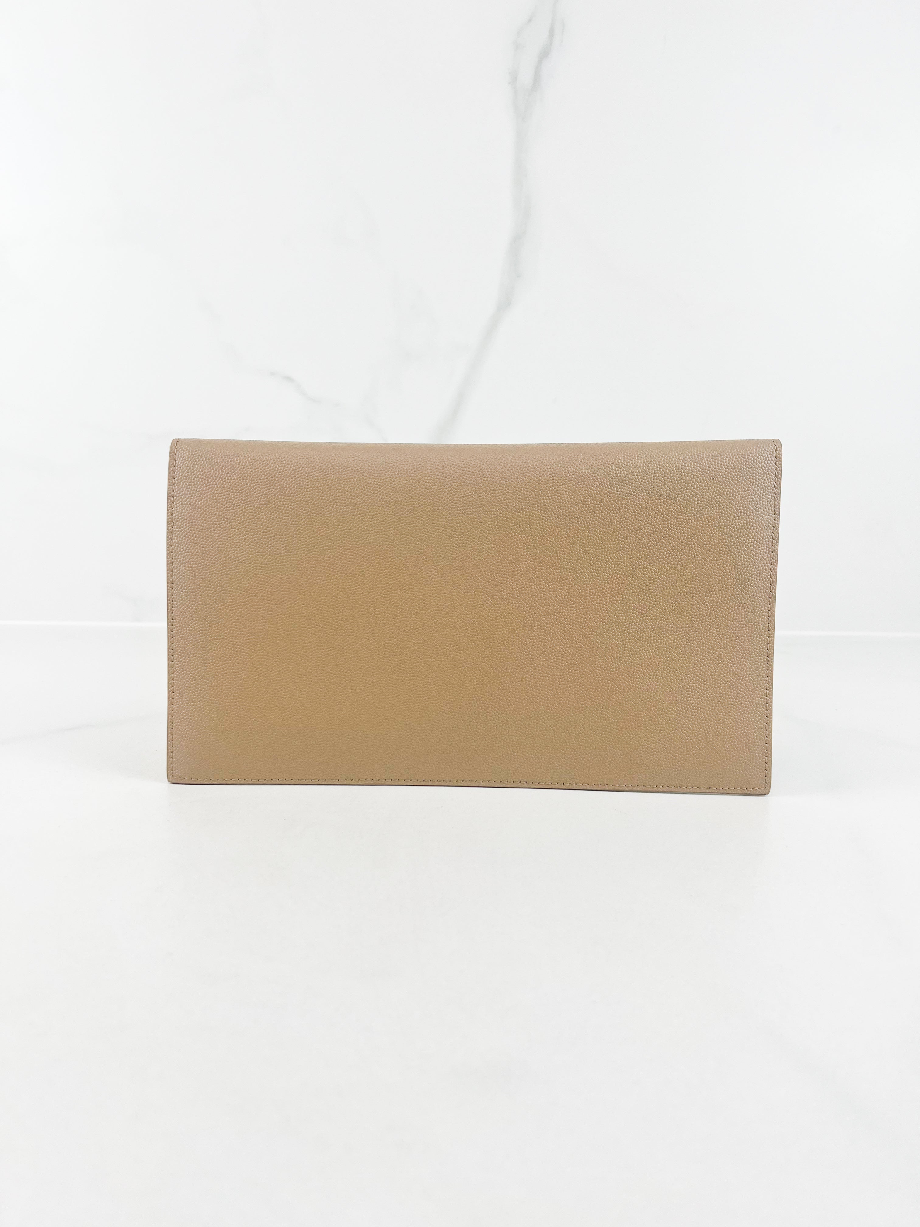 Saint Laurent Beige Uptown Envelope Clutch