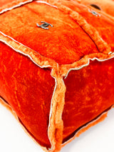 Chanel Vintage Orange Sheepskin Suede Logos Shoulder Bag