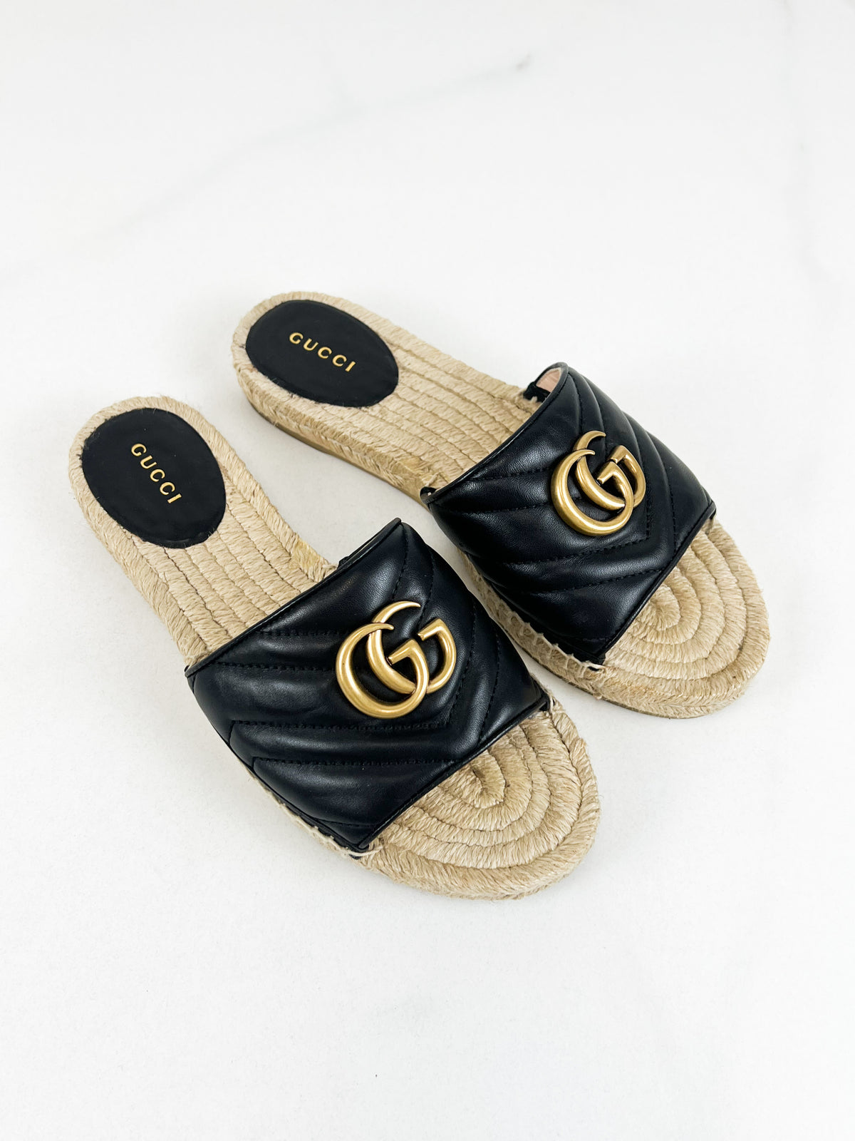 Gucci GG Marmont Canvas Espadrille Sandal Size 37