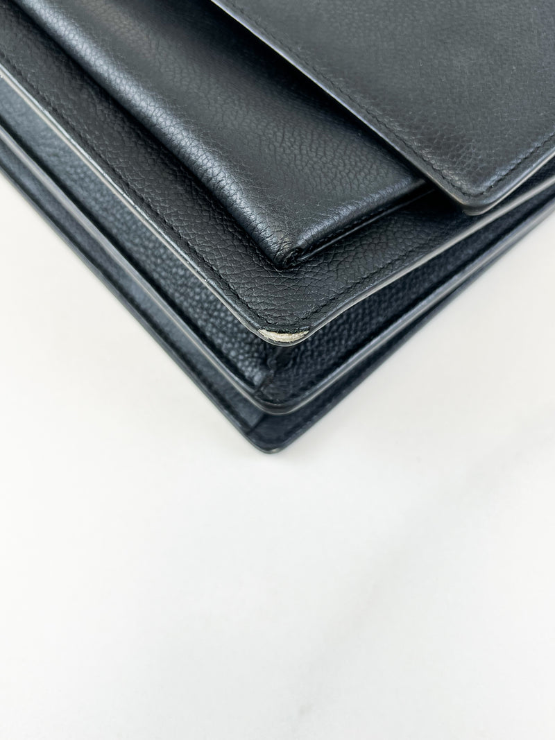 Saint Laurent Black Sunset Grained Shoulder Bag