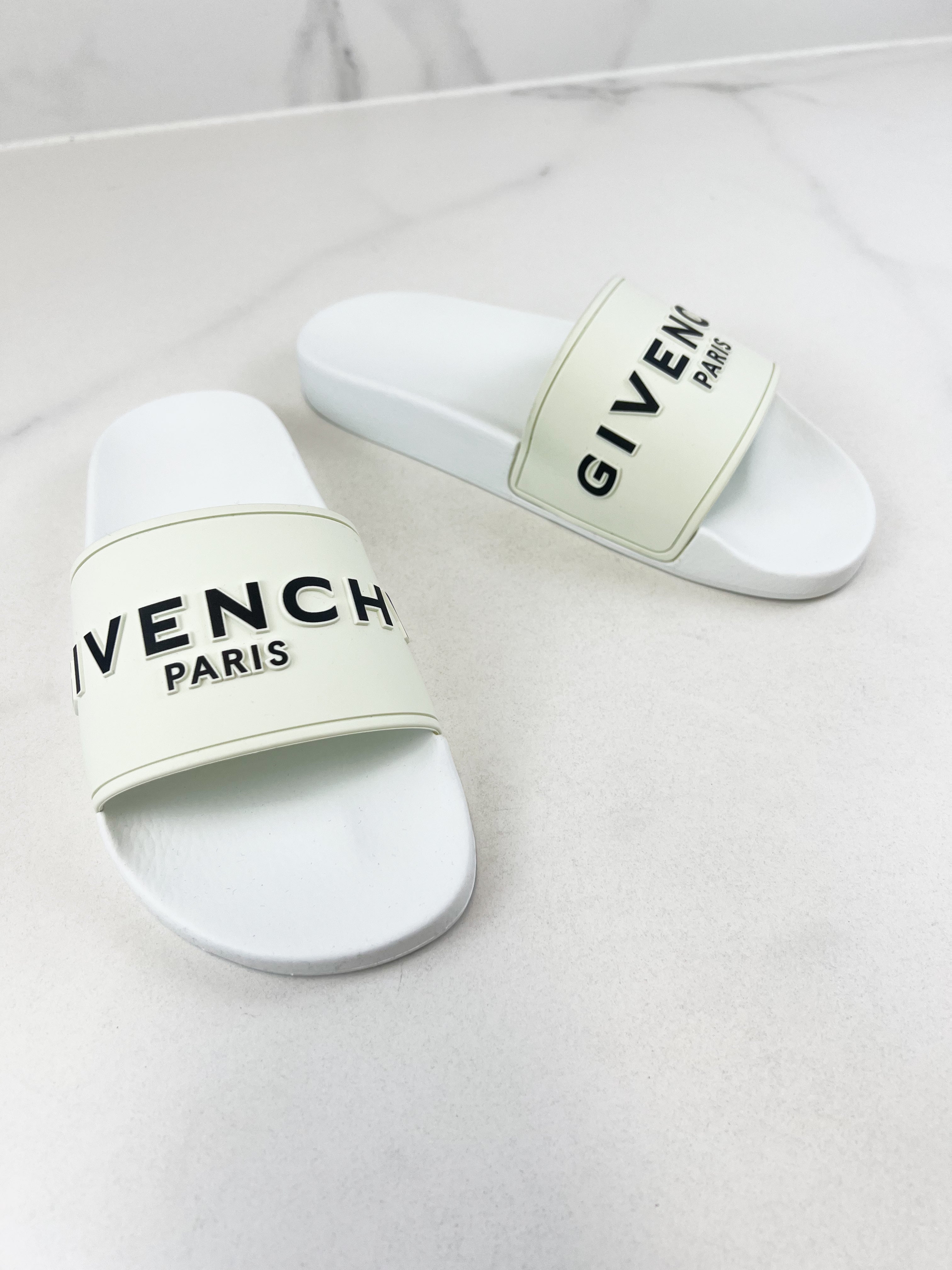 Givenchy Logo Embossed in Rubber Slides Size 37