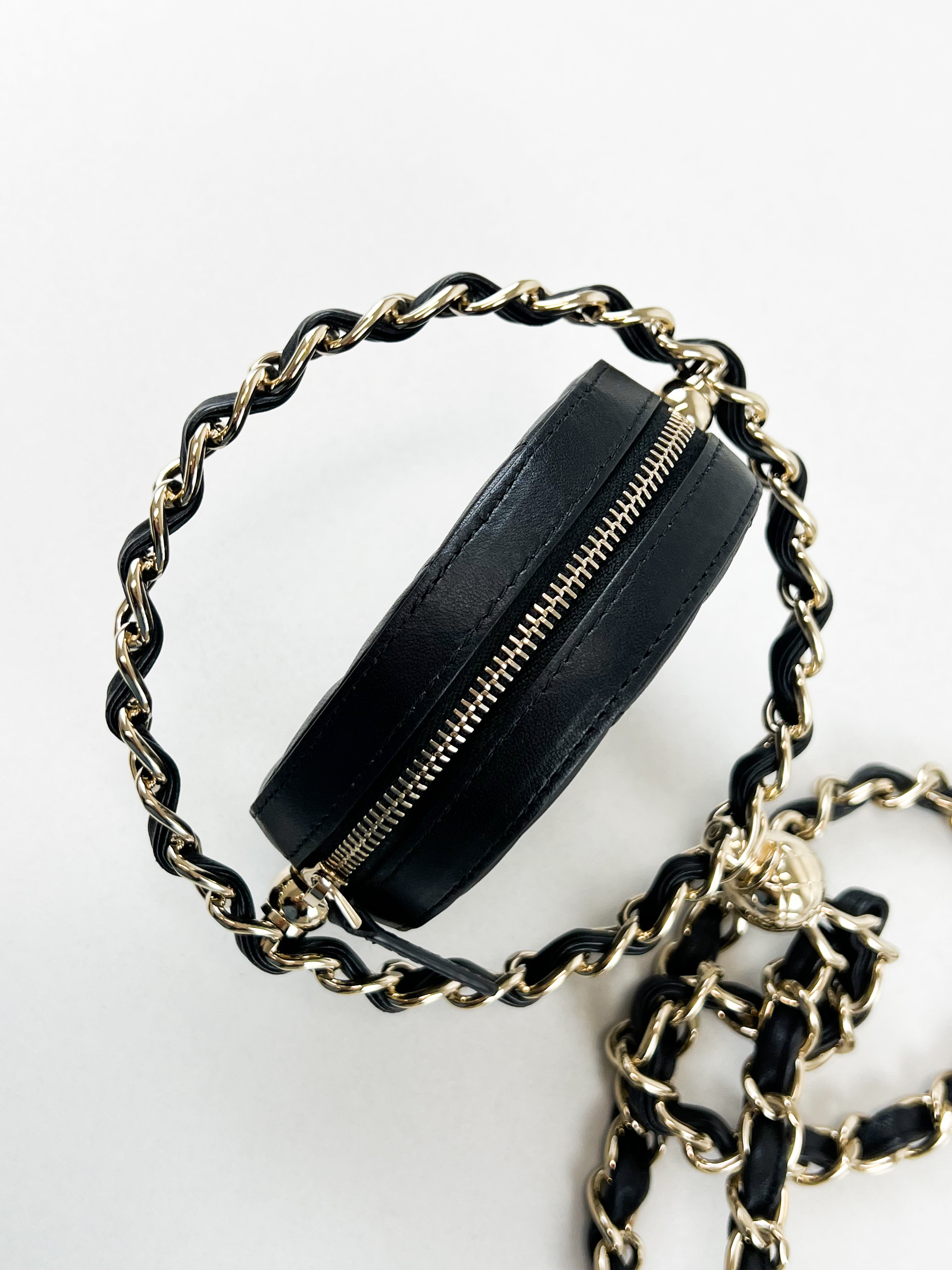 Chanel Lambskin Quilted Running Around Chain Mini Clutch