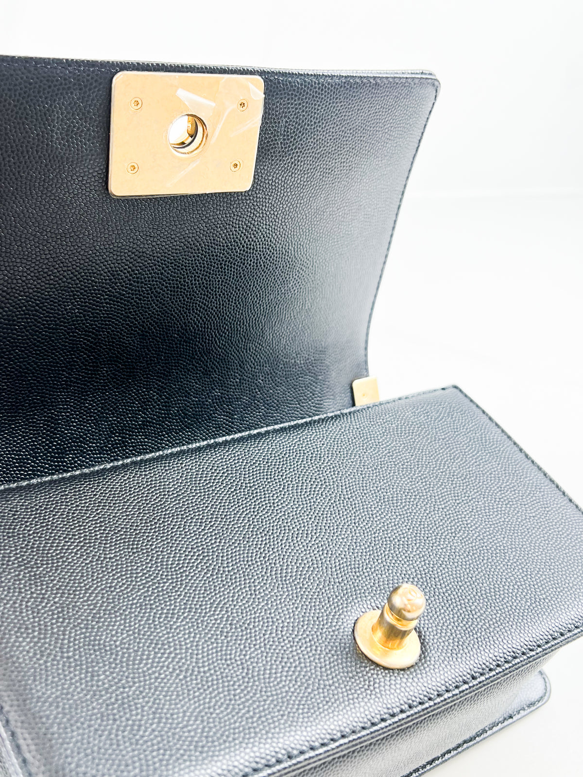 Chanel Small Quilted Caviar Boy Bag with Gold Hardware