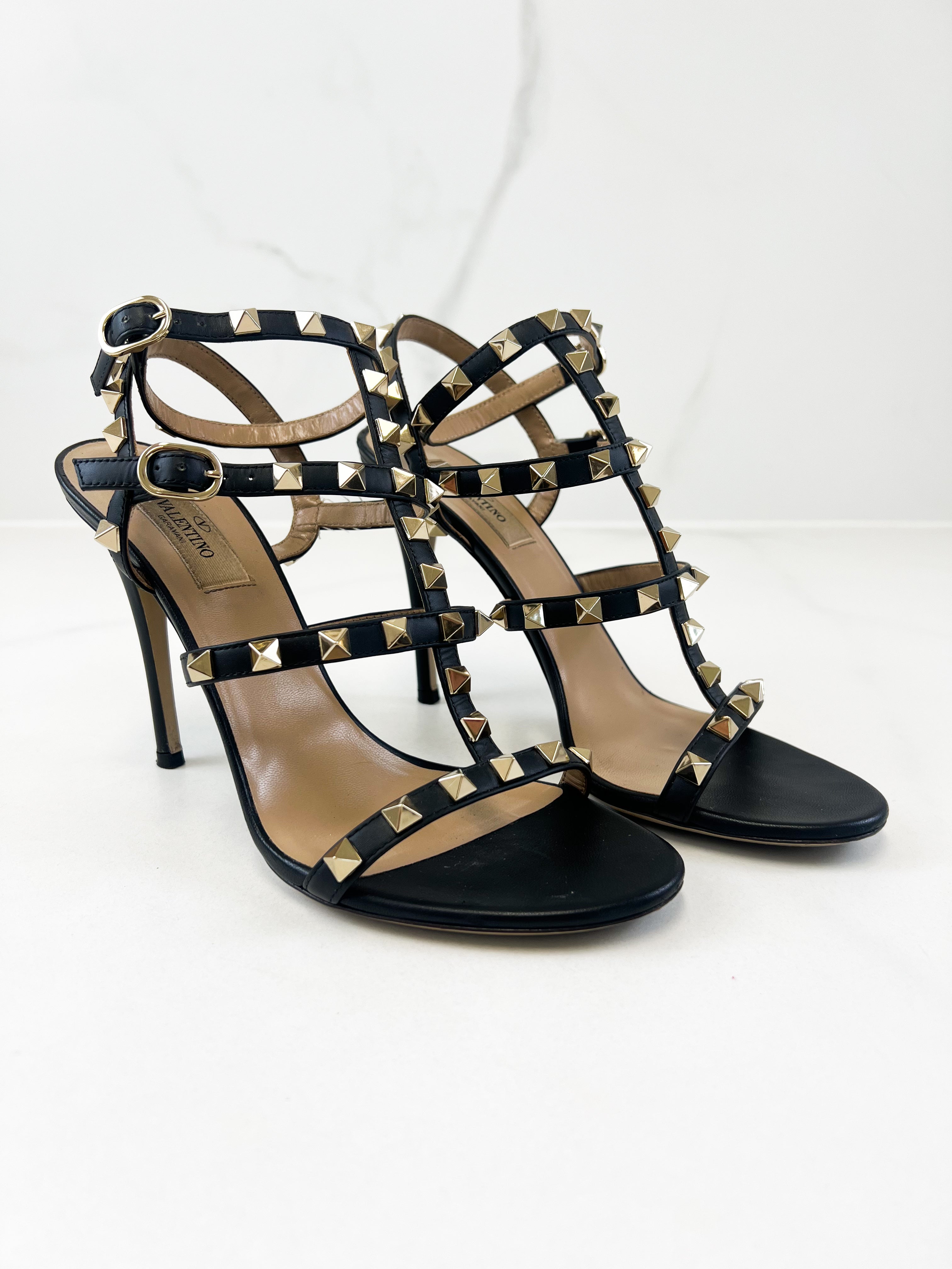Valentino Rockstud Leather Sandals Size 37