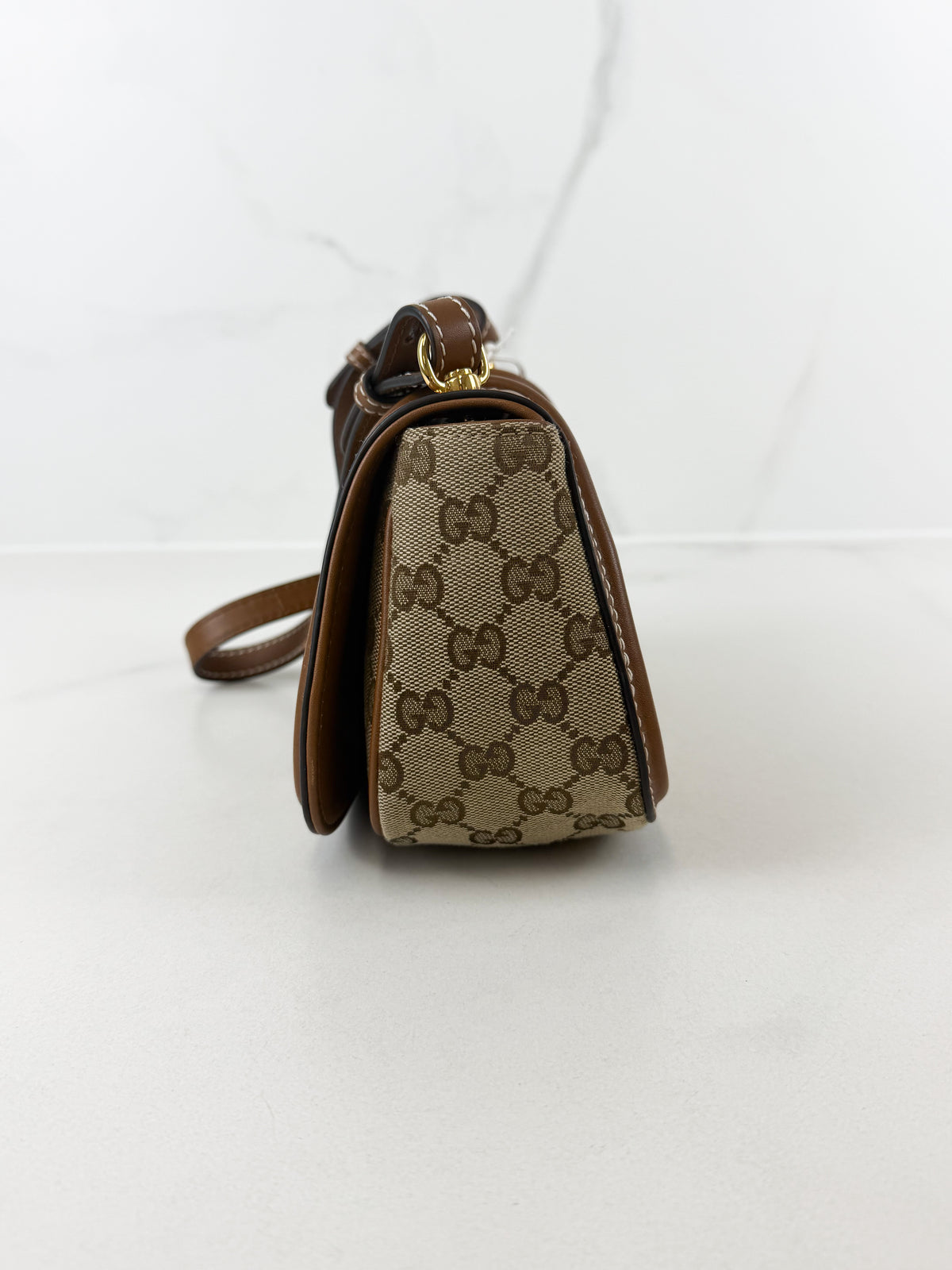 Gucci Blondie Small Shoulder Bag In Beige Coated Canvas