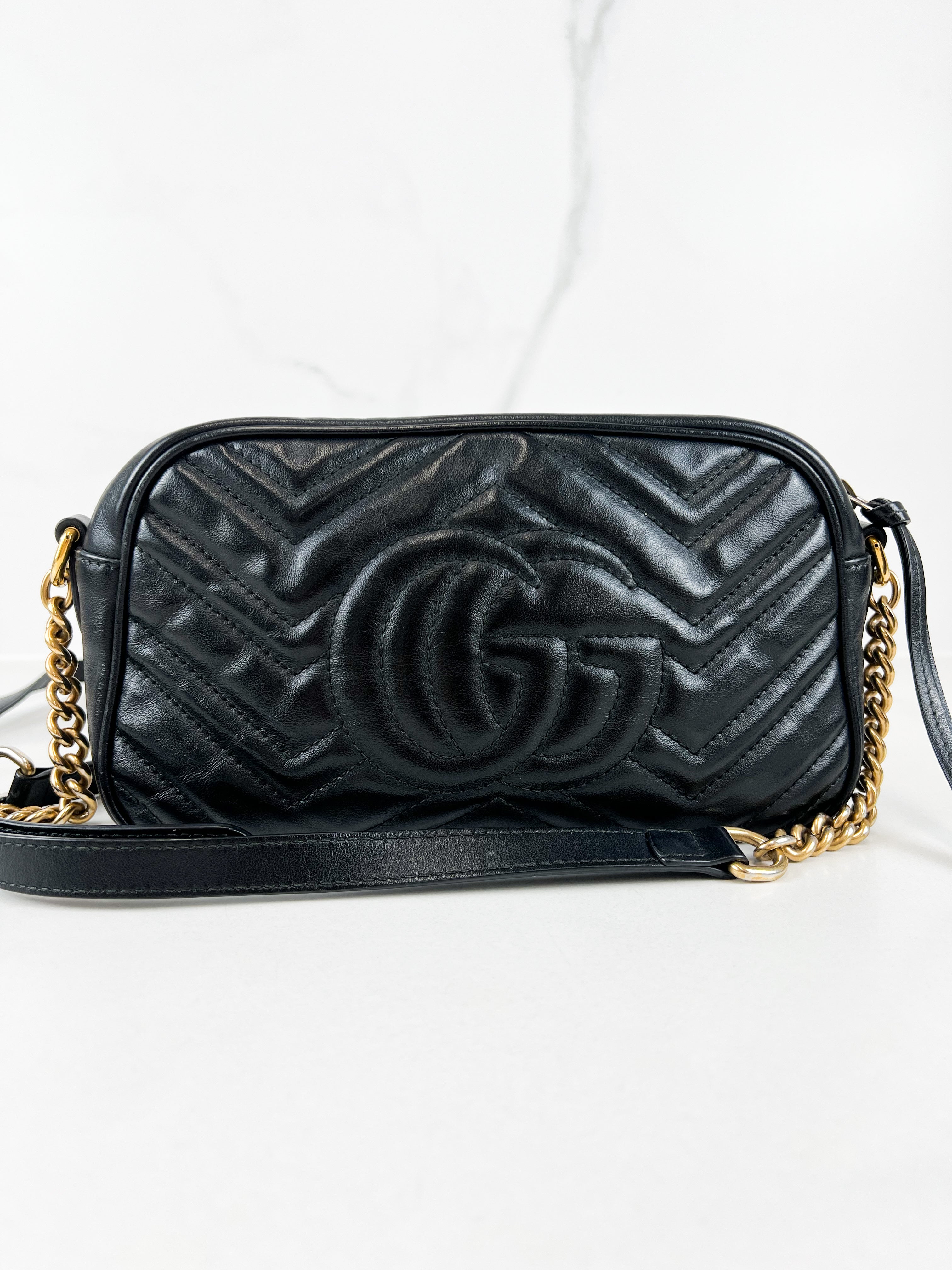 Gucci Black GG Small Marmont Shoulder Bag