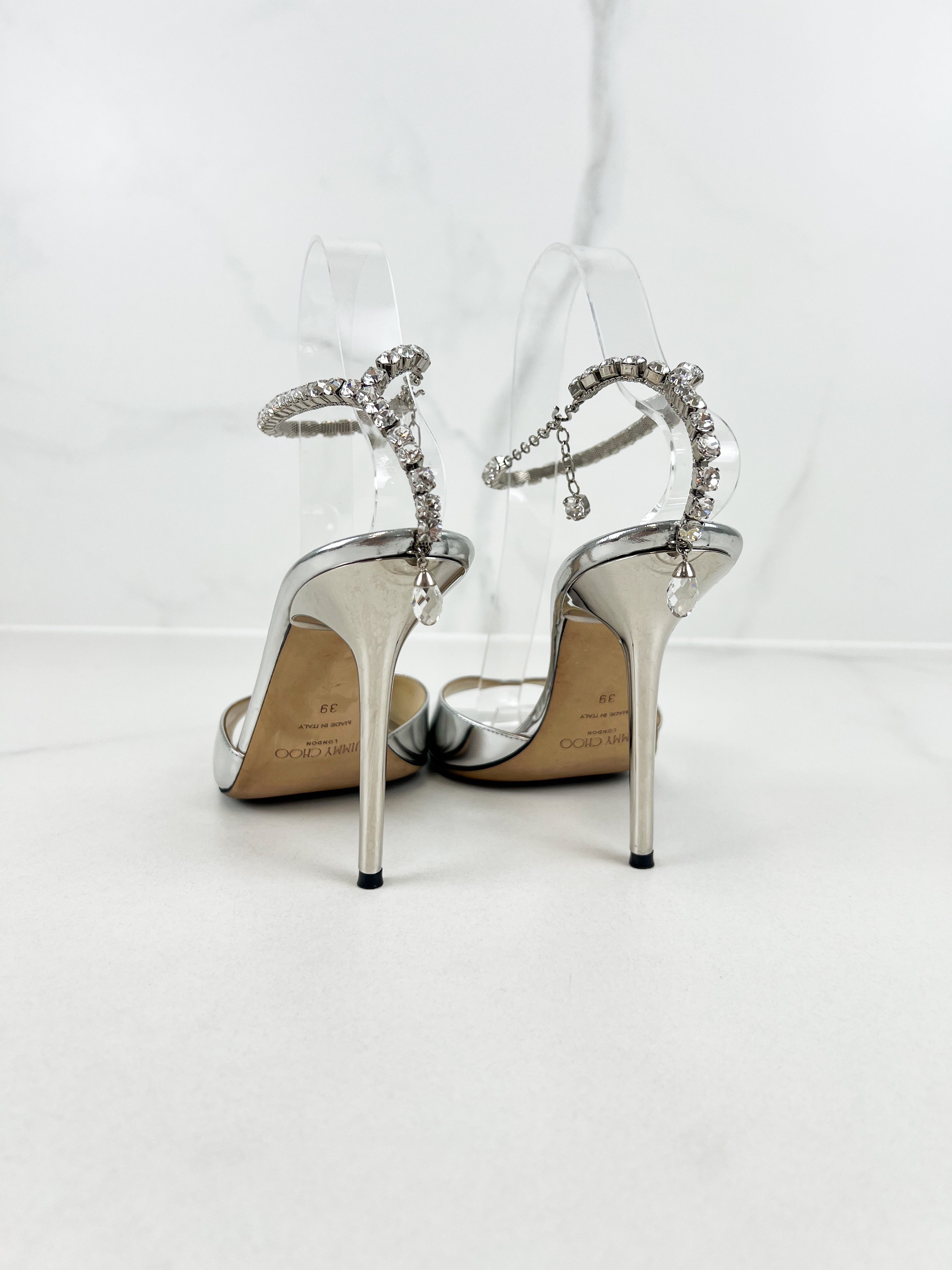 Jimmy Choo Silver/ Crystal Saeda Sandal 100