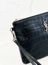 Saint Laurent Croc Pouch with SHW