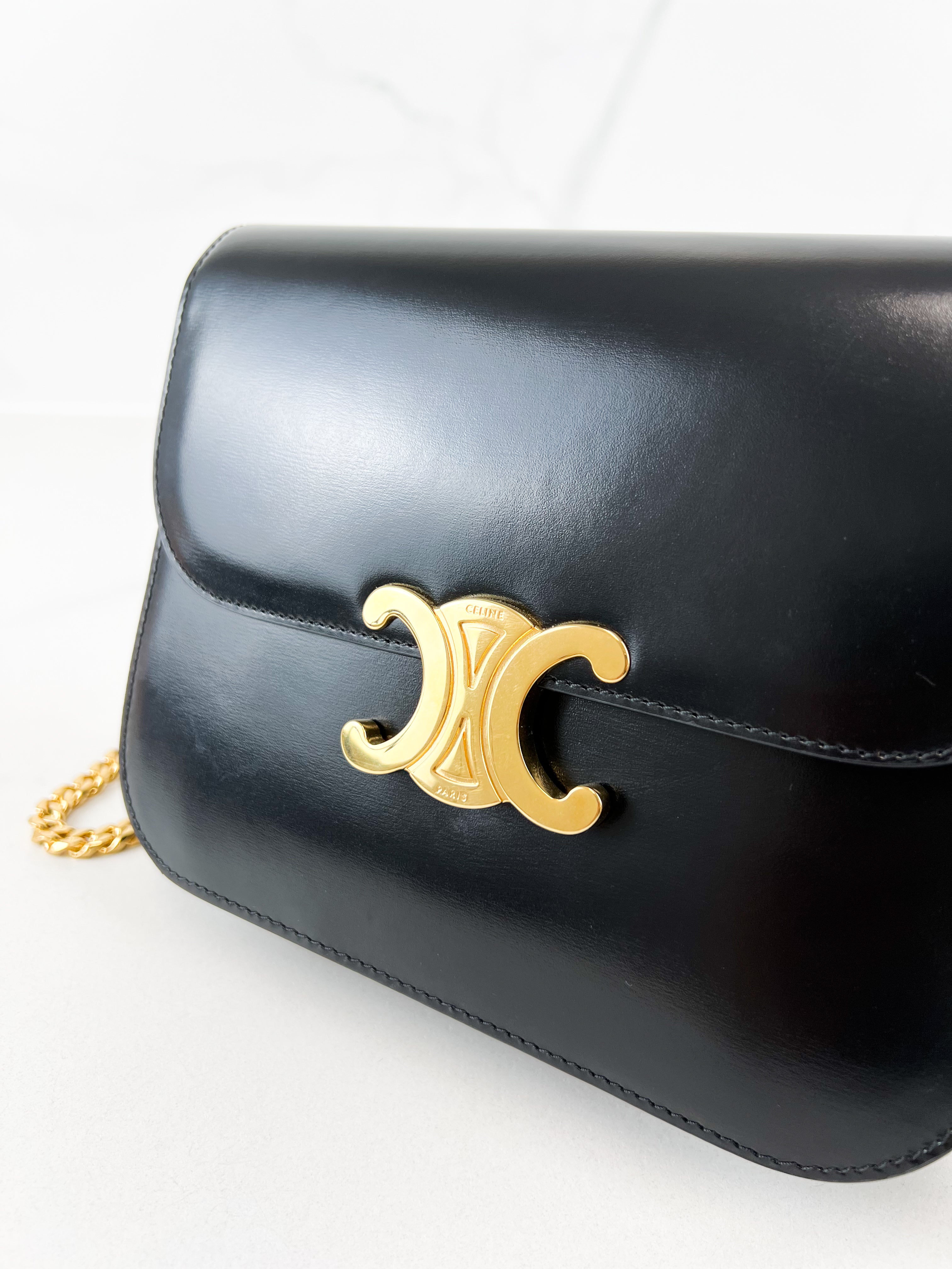 Celine Chain Claude Bag in Black Calfskin
