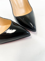 Christian Louboutin Black Patent Pigalle Follies 100mm Size 38