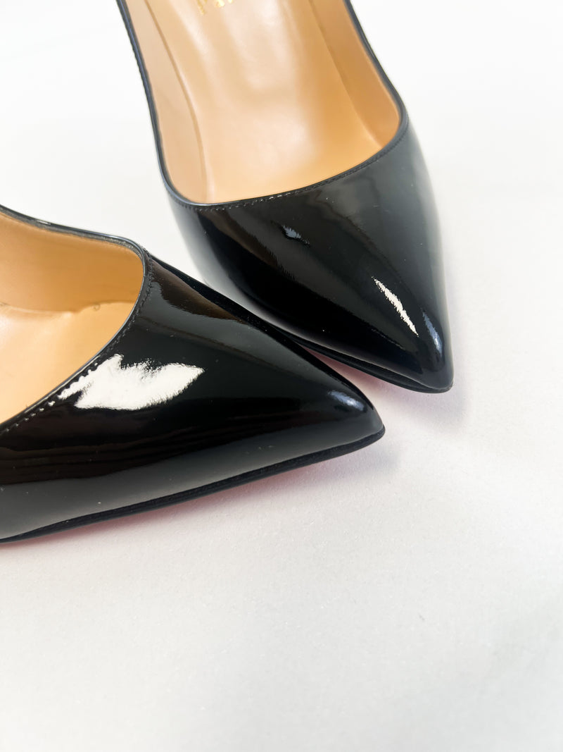 Christian Louboutin Black Patent Pigalle Follies 100mm Size 38