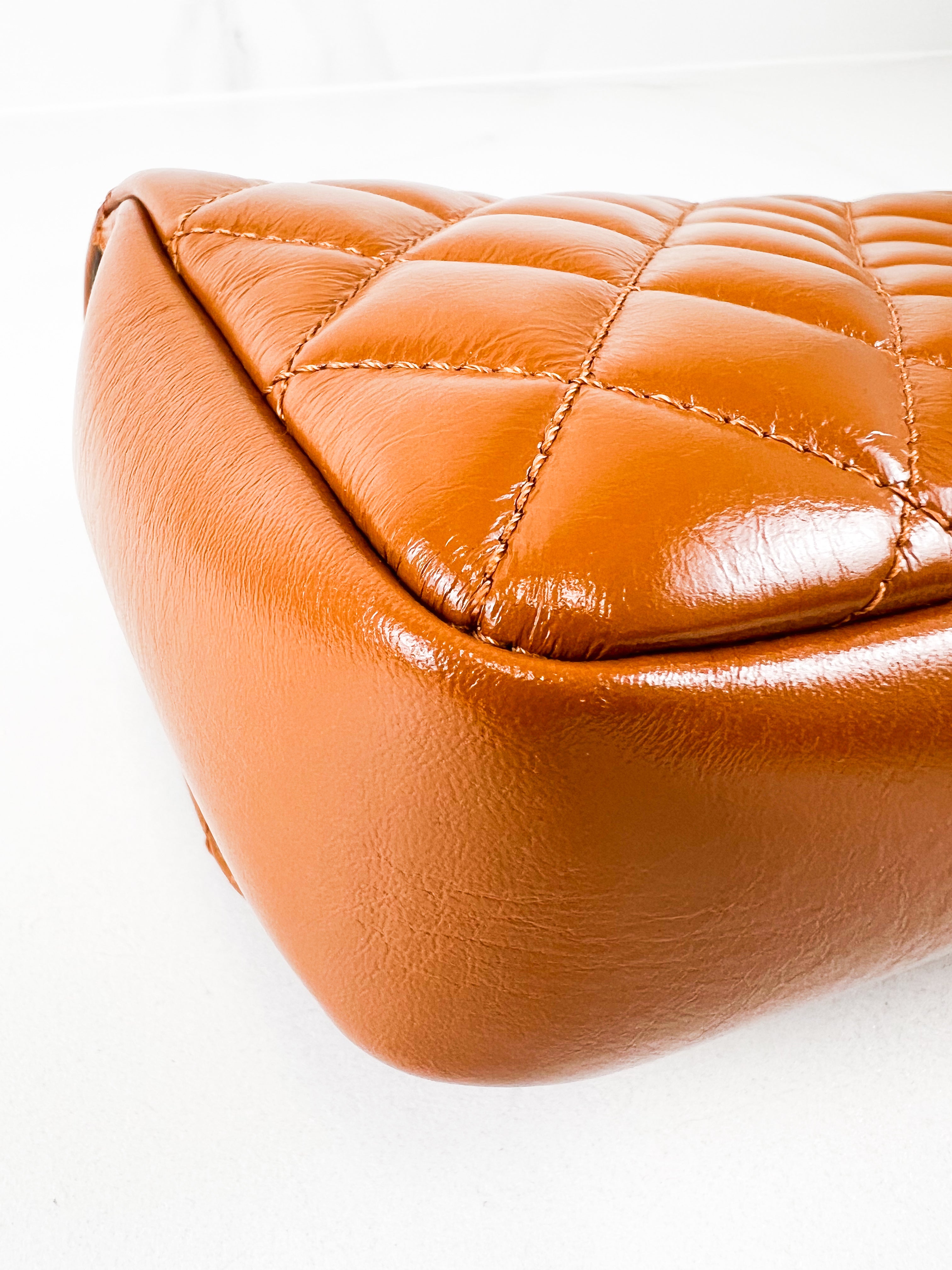Versace Tan Brown Quilted Leather Shoulder Bag