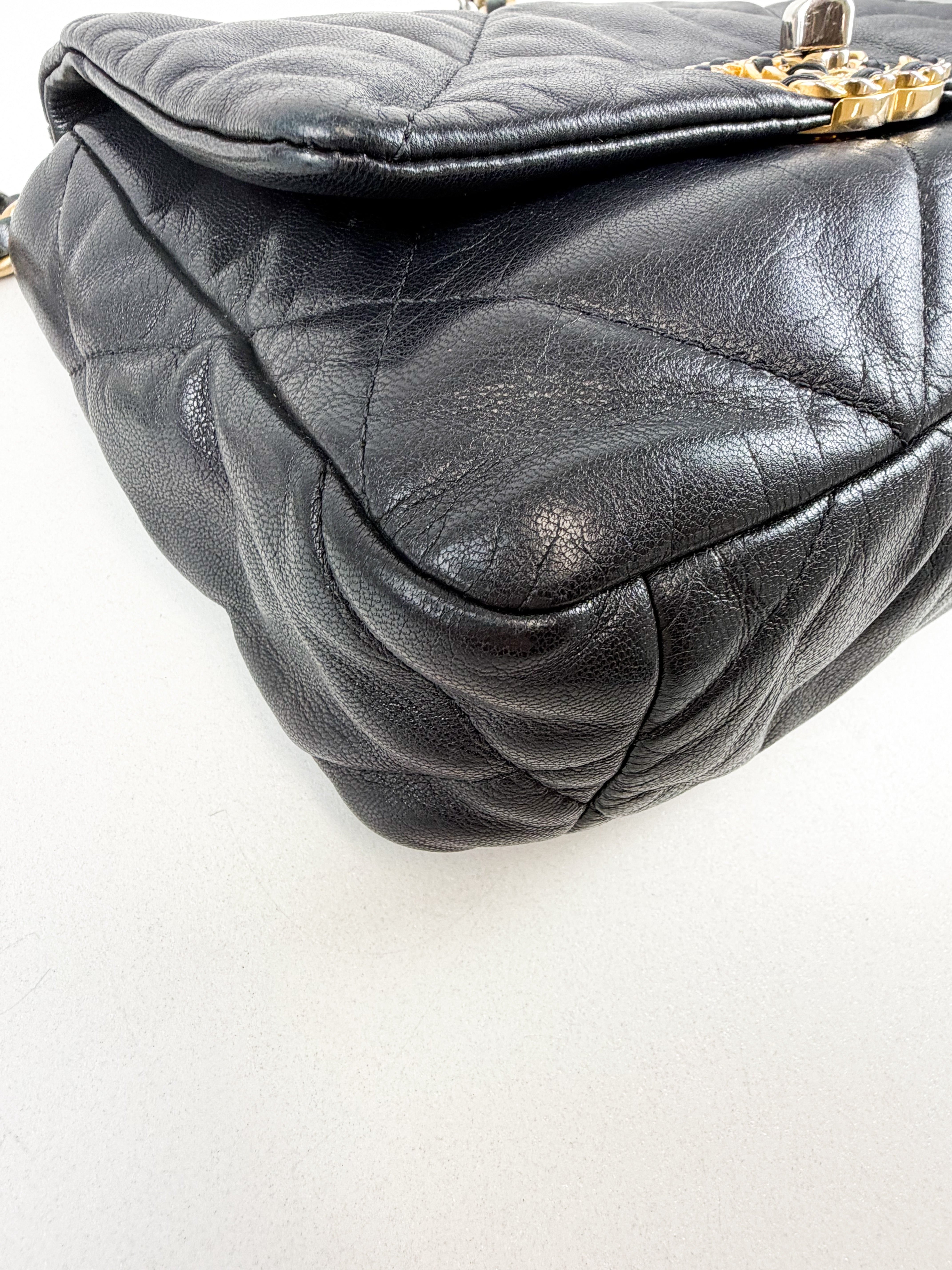 Chanel Black Small Lambskin 19 with Gold & Silver Tone Hardware