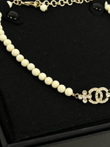 Chanel CC Metal Glass Pearls & Strass Gold Choker