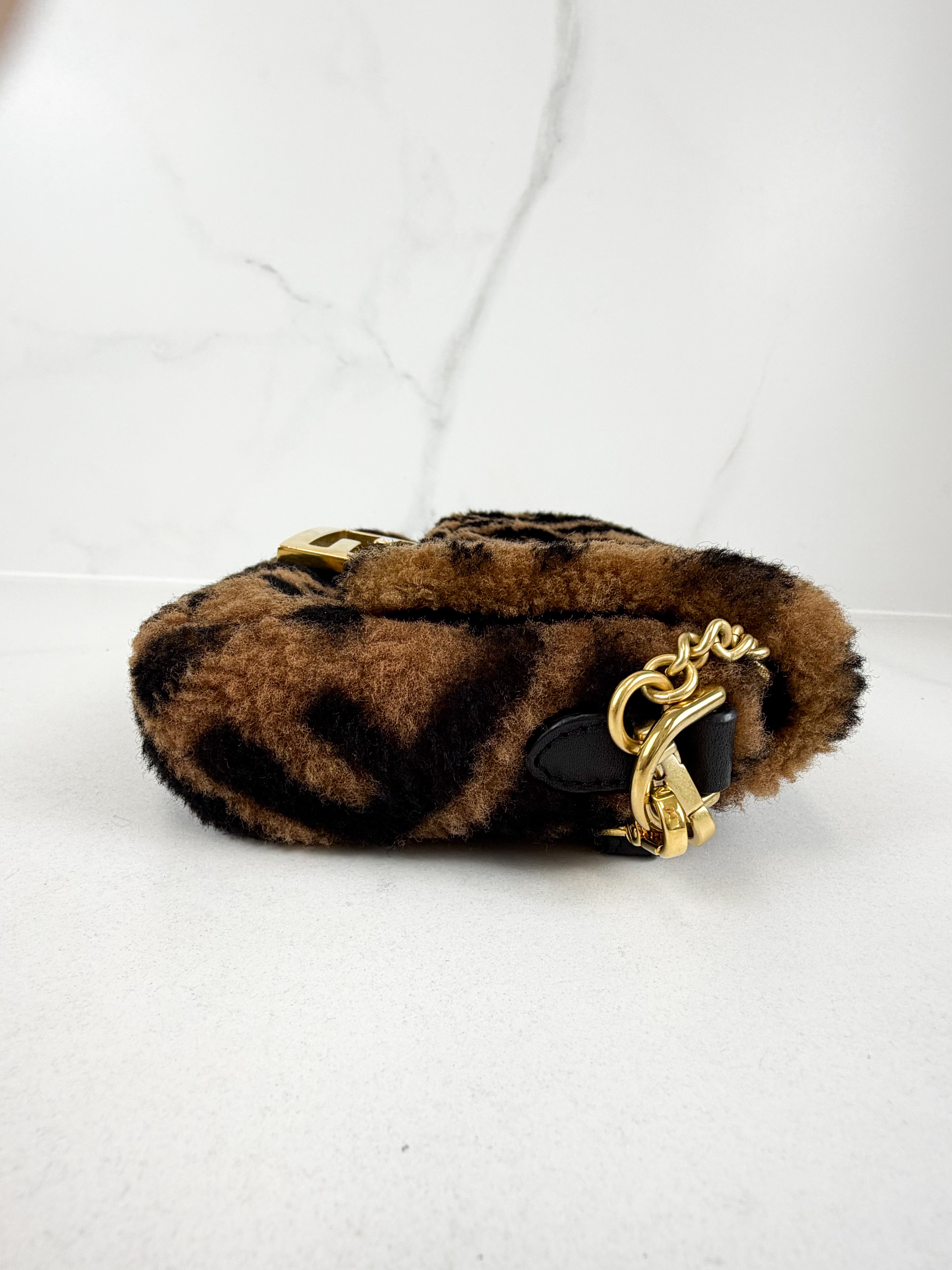Fendi FF Baguette Shearling Mini Bag