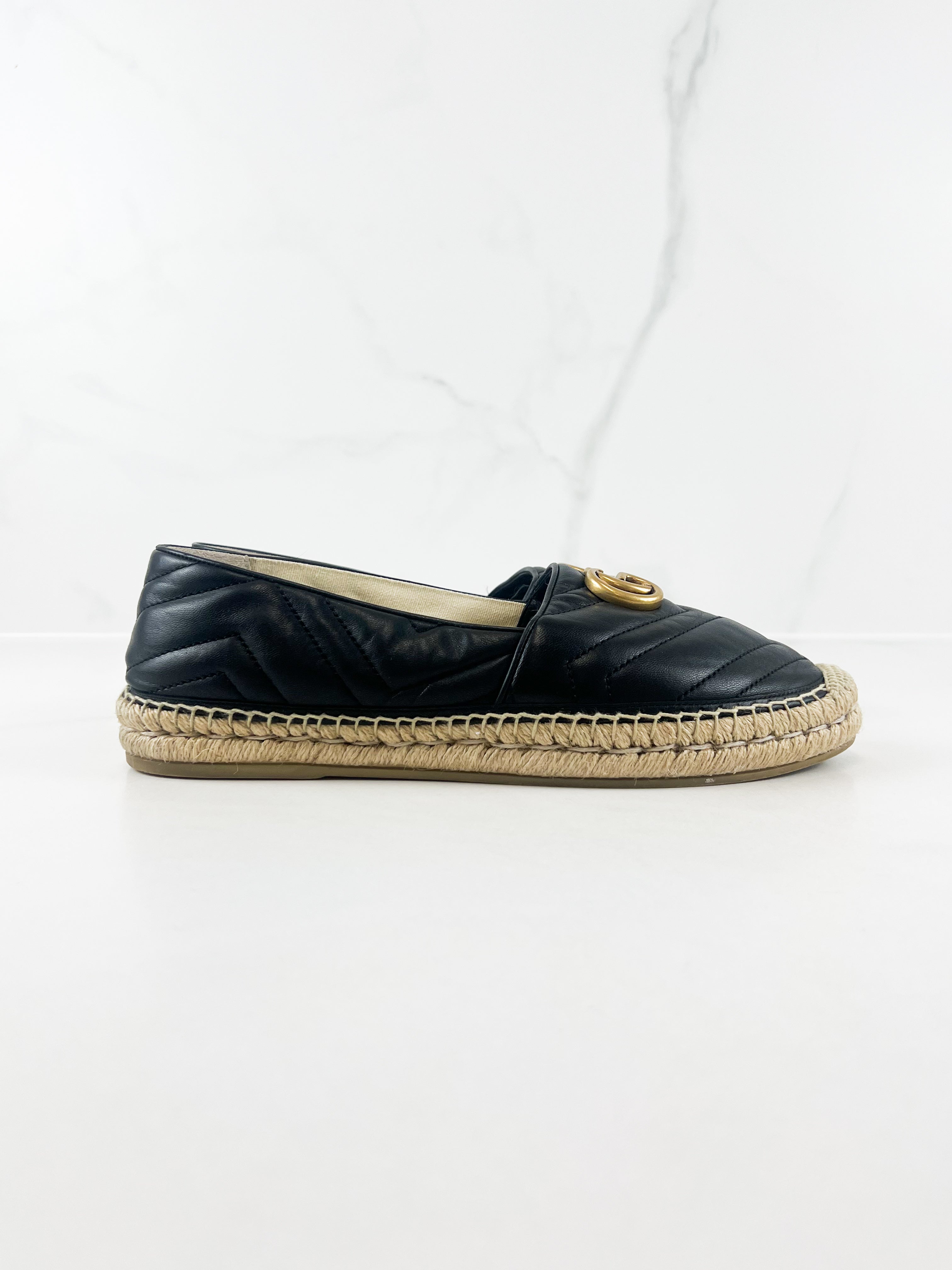 Gucci Leather GG Logo Espadrille Size 41