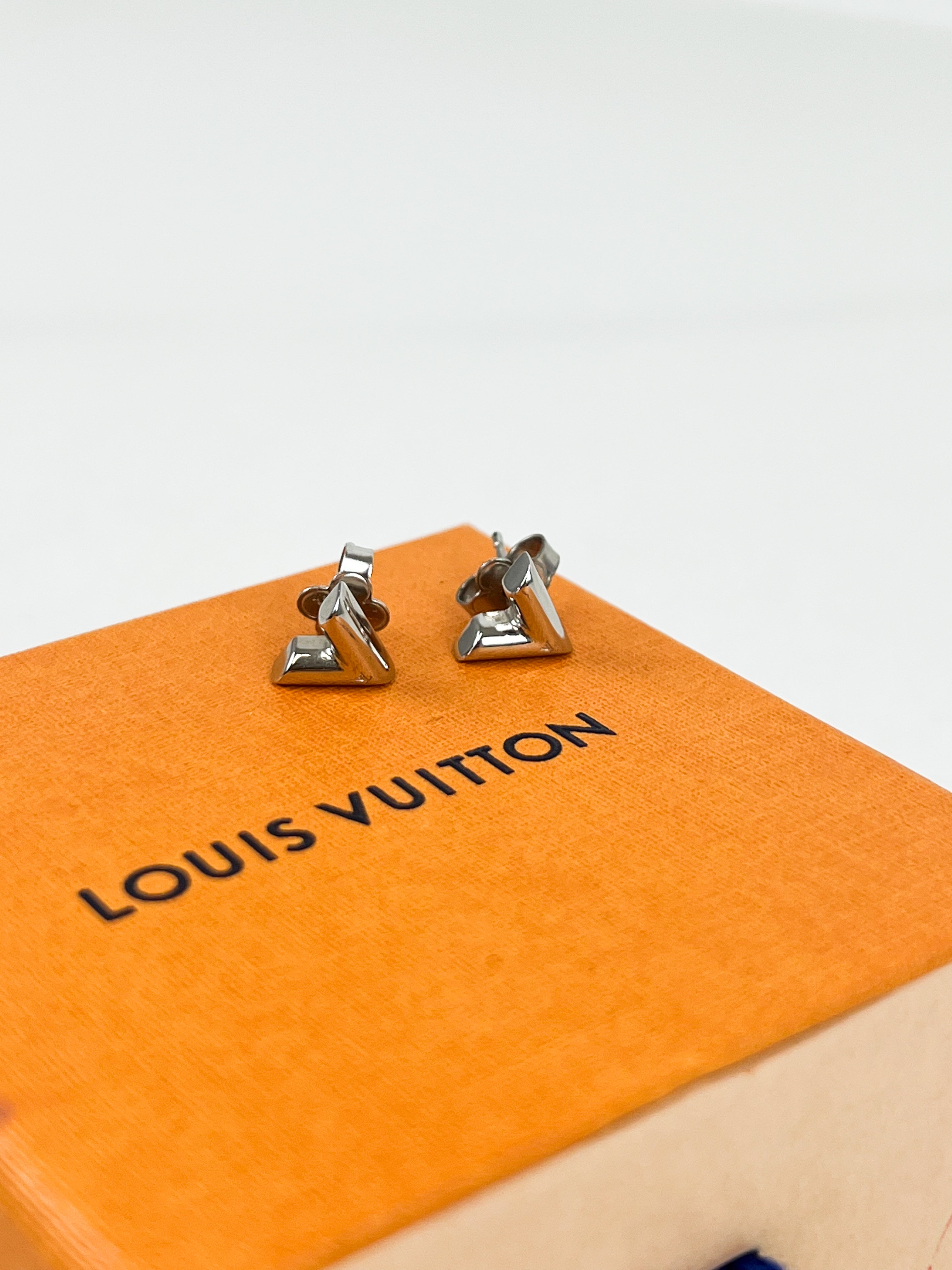 Louis Vuitton Silver Essential V Stud Earrings