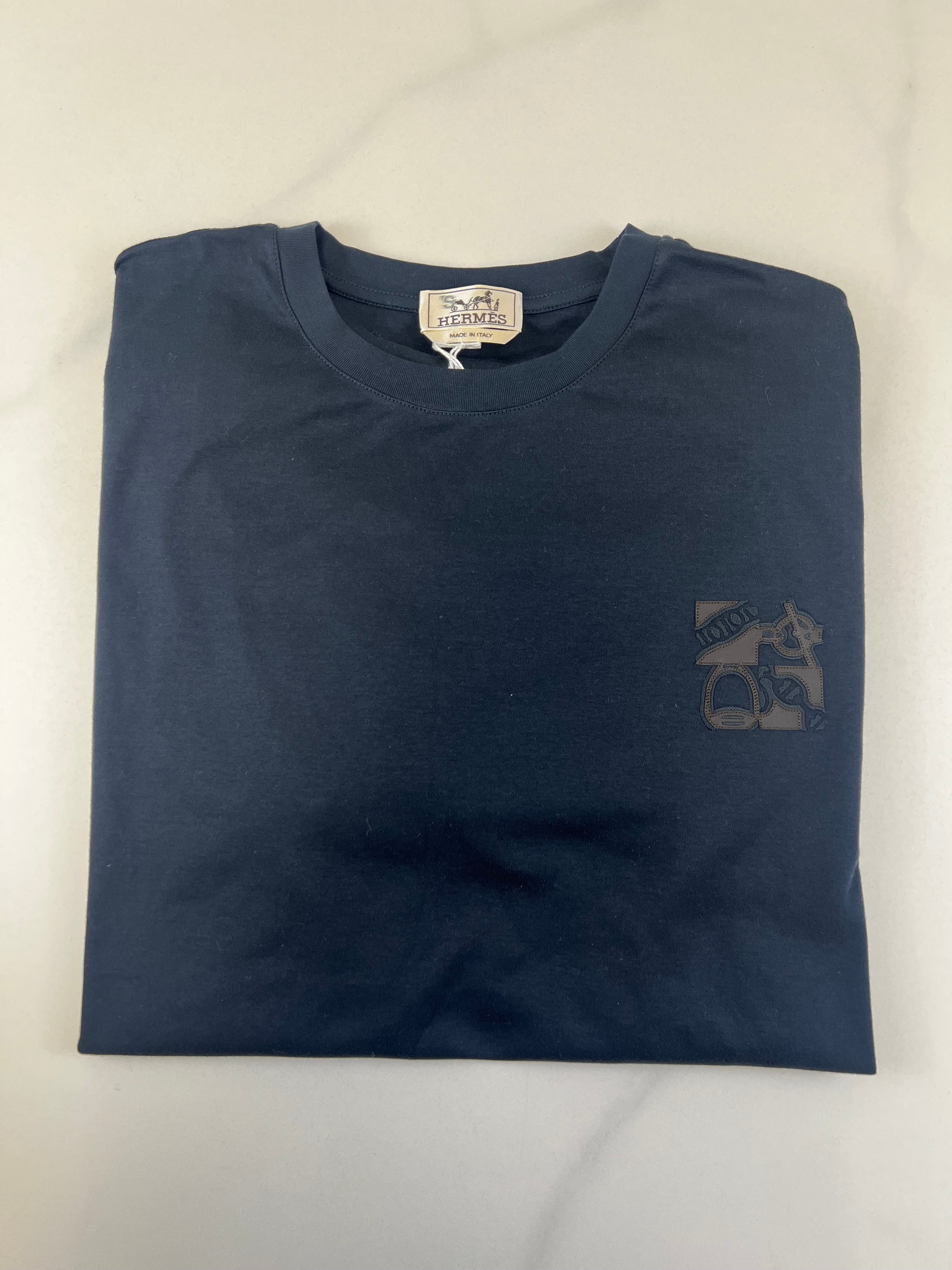 Hermes Mens Black T-Shirt Size 2XL