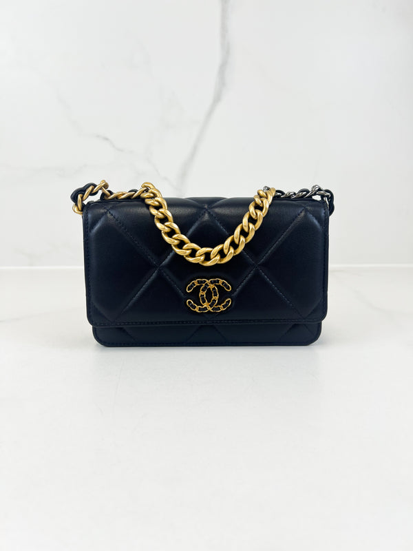 Chanel 19 Navy Wallet on Chain WOC in Lambskin Leather