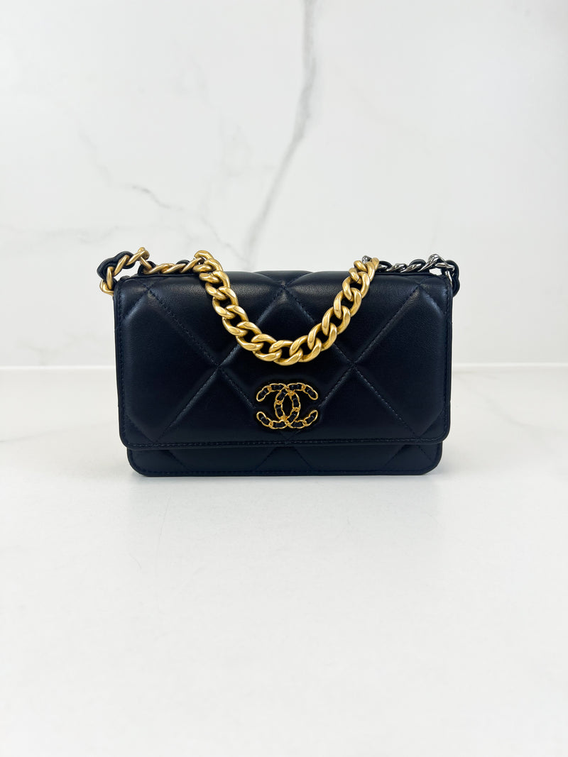 Chanel 19 Navy Wallet on Chain WOC in Lambskin Leather
