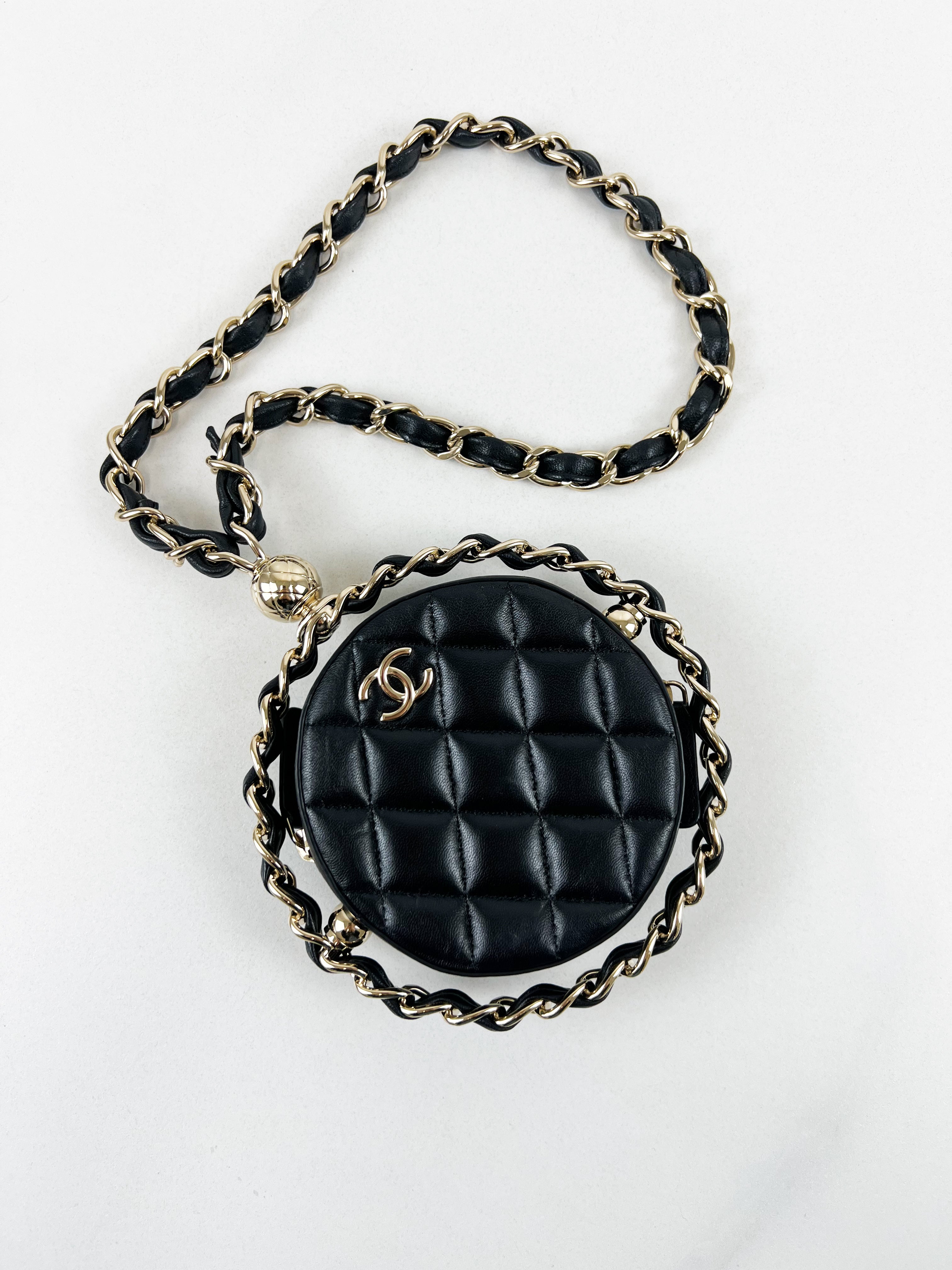 Chanel Lambskin Quilted Running Around Chain Mini Clutch
