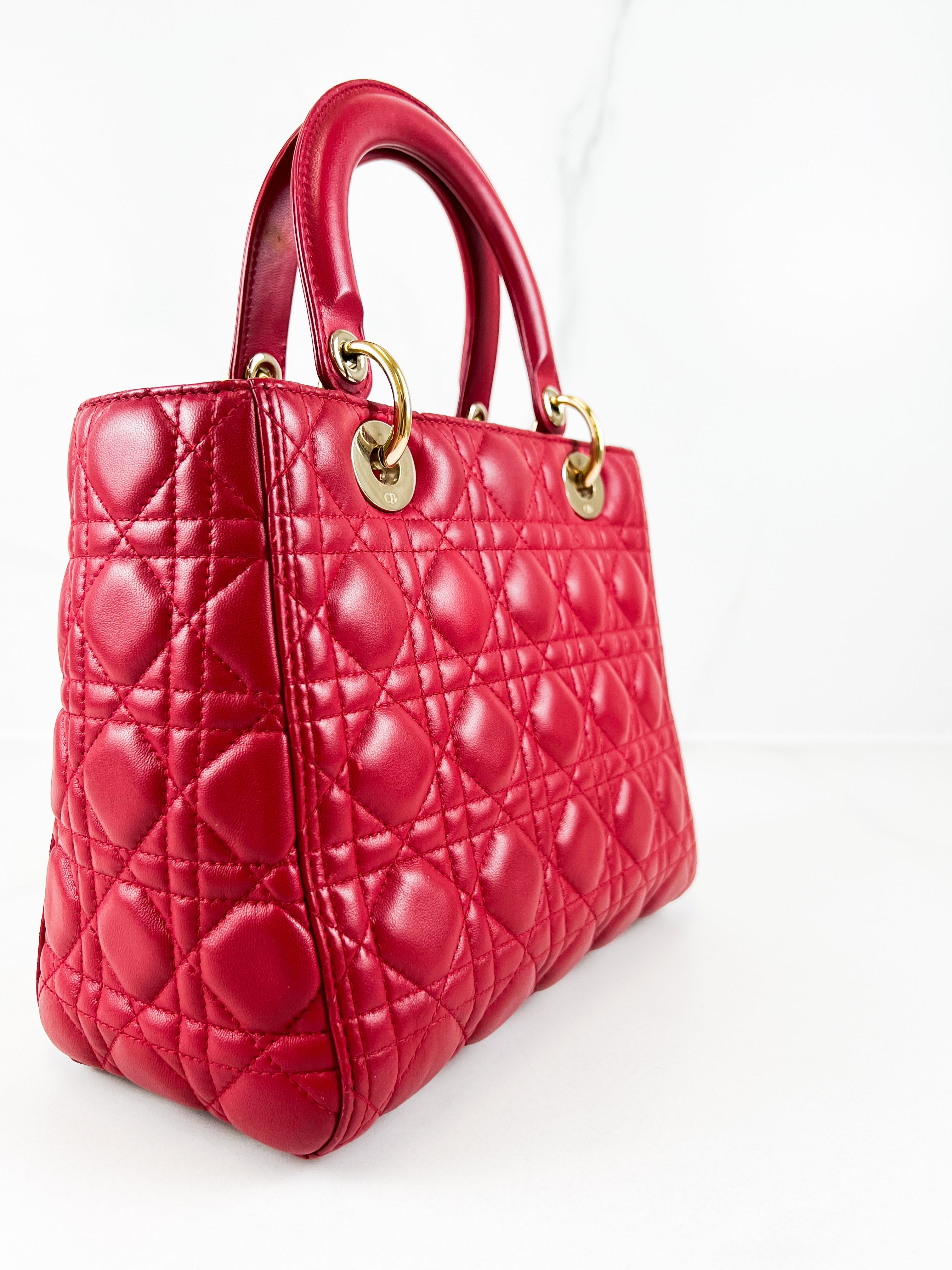 Christian Dior Red Medium Lady Dior