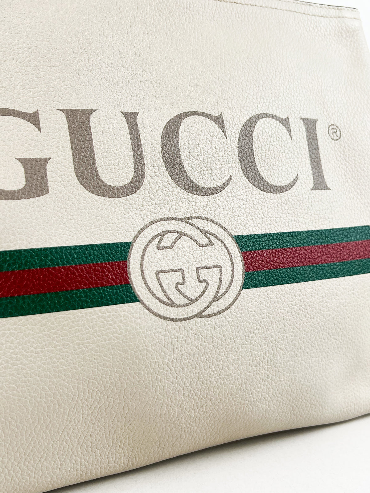Gucci Bone Leather Logo Porforlio Pouch