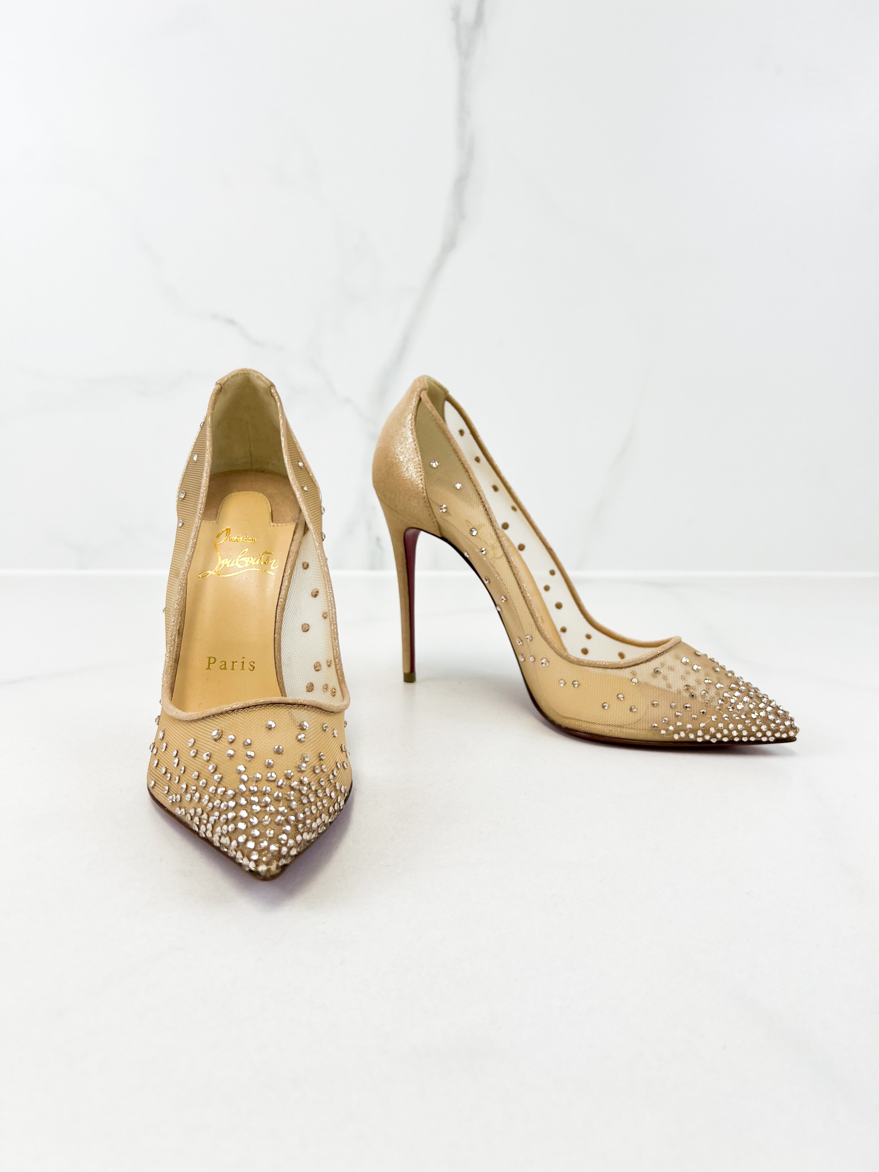 Christian Louboutin Follies Strass 100mm Size 37
