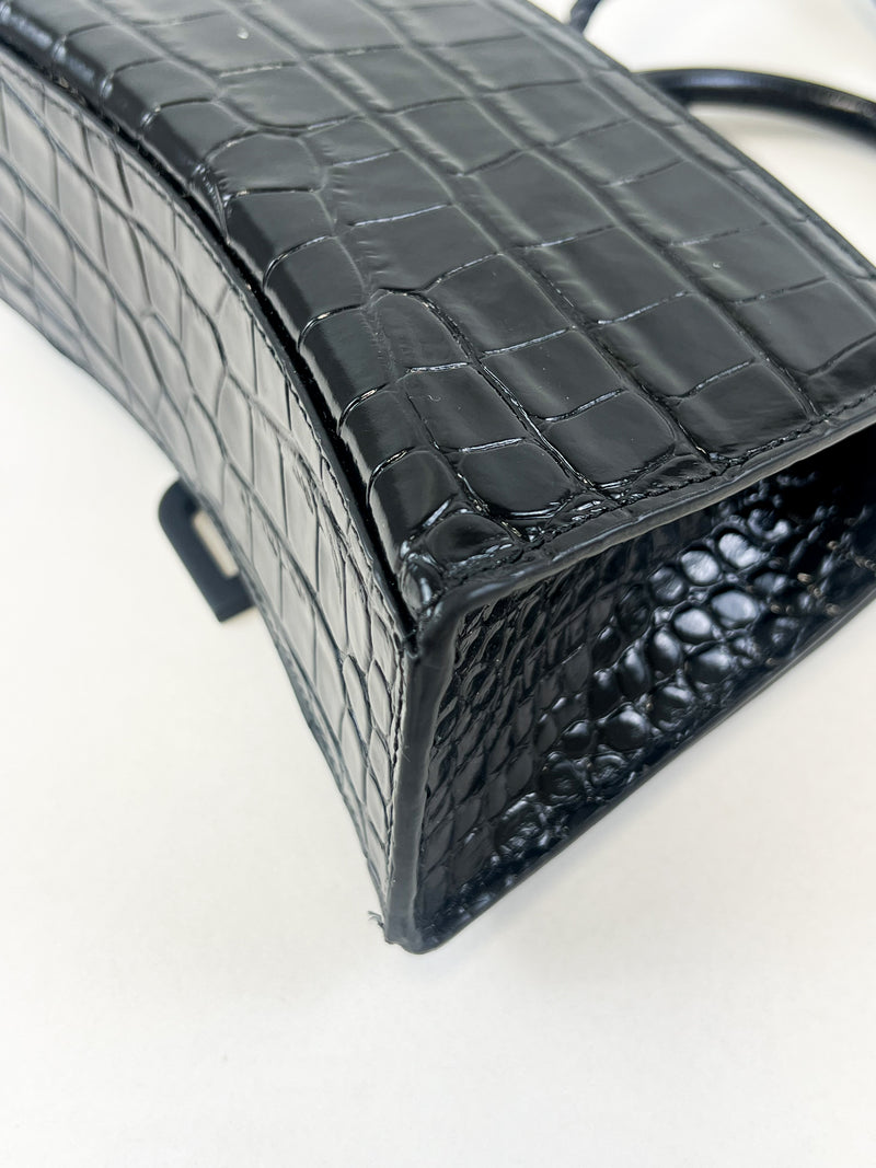 Balenciaga Black on Black Croc XS Hourglass