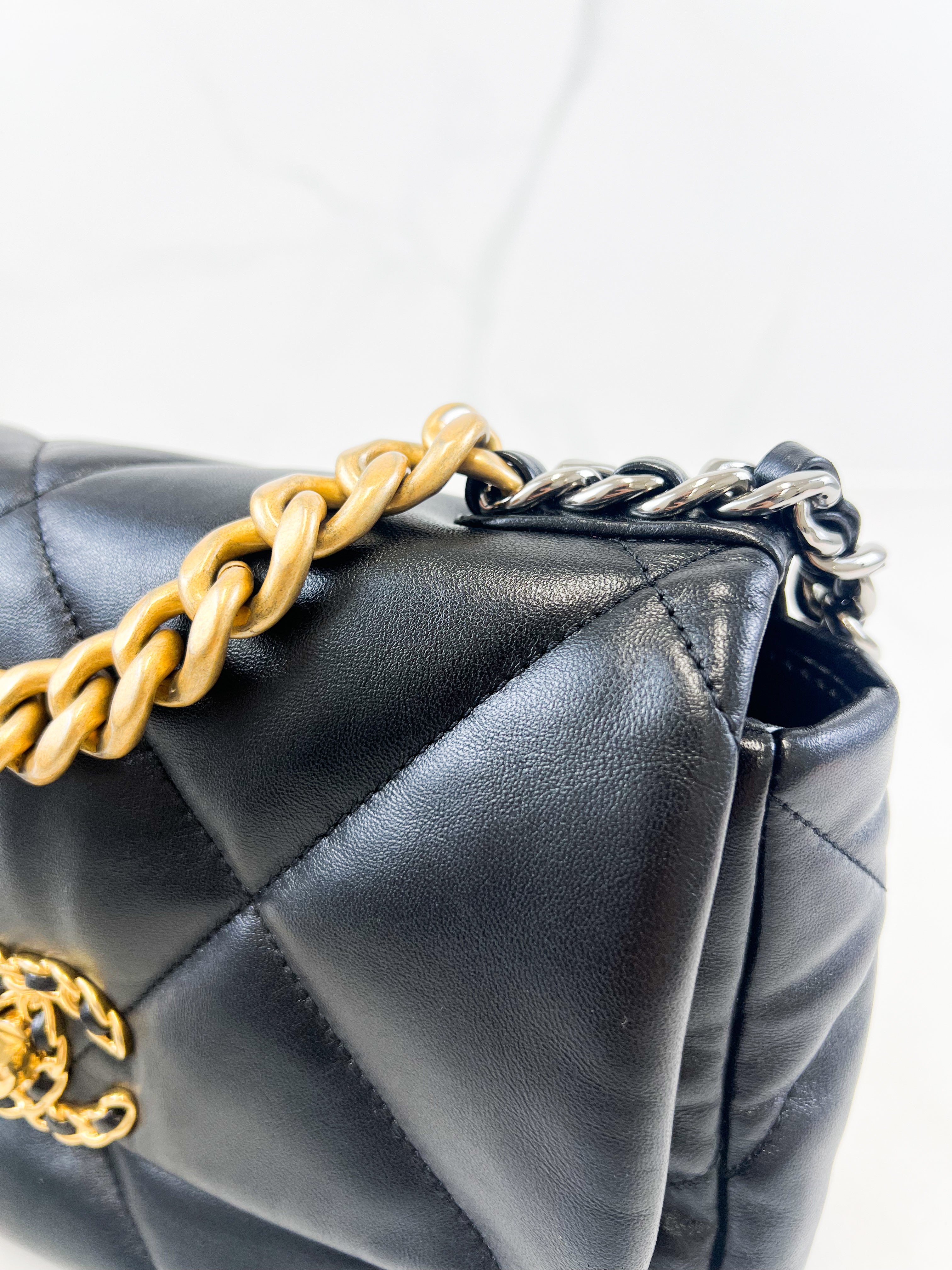 Chanel Black Small Lambskin 19 with Gold & Silver Tone Hardware