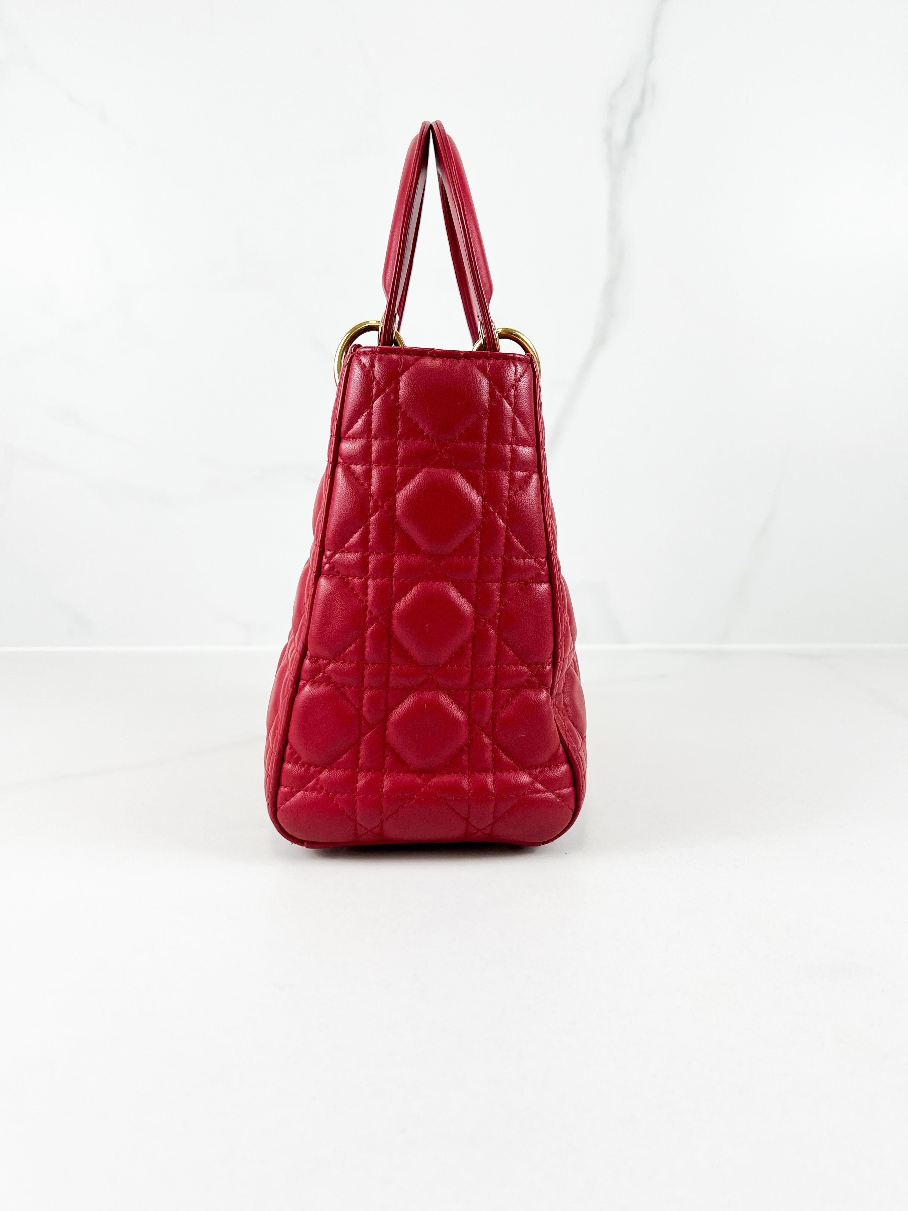 Christian Dior Red Medium Lady Dior