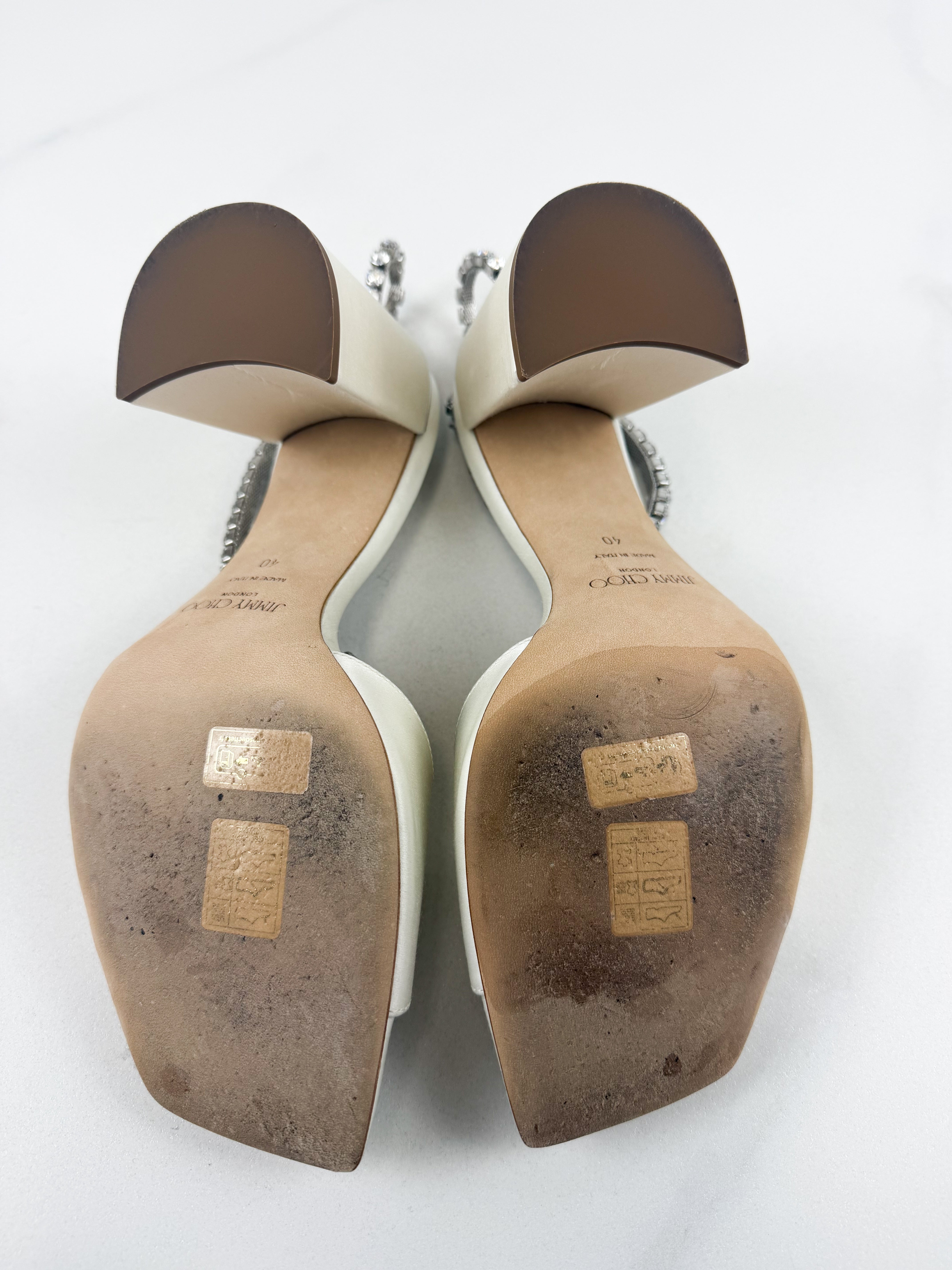 Jimmy Choo Ivory Saeda 85 Sandal Block Heel Size 40