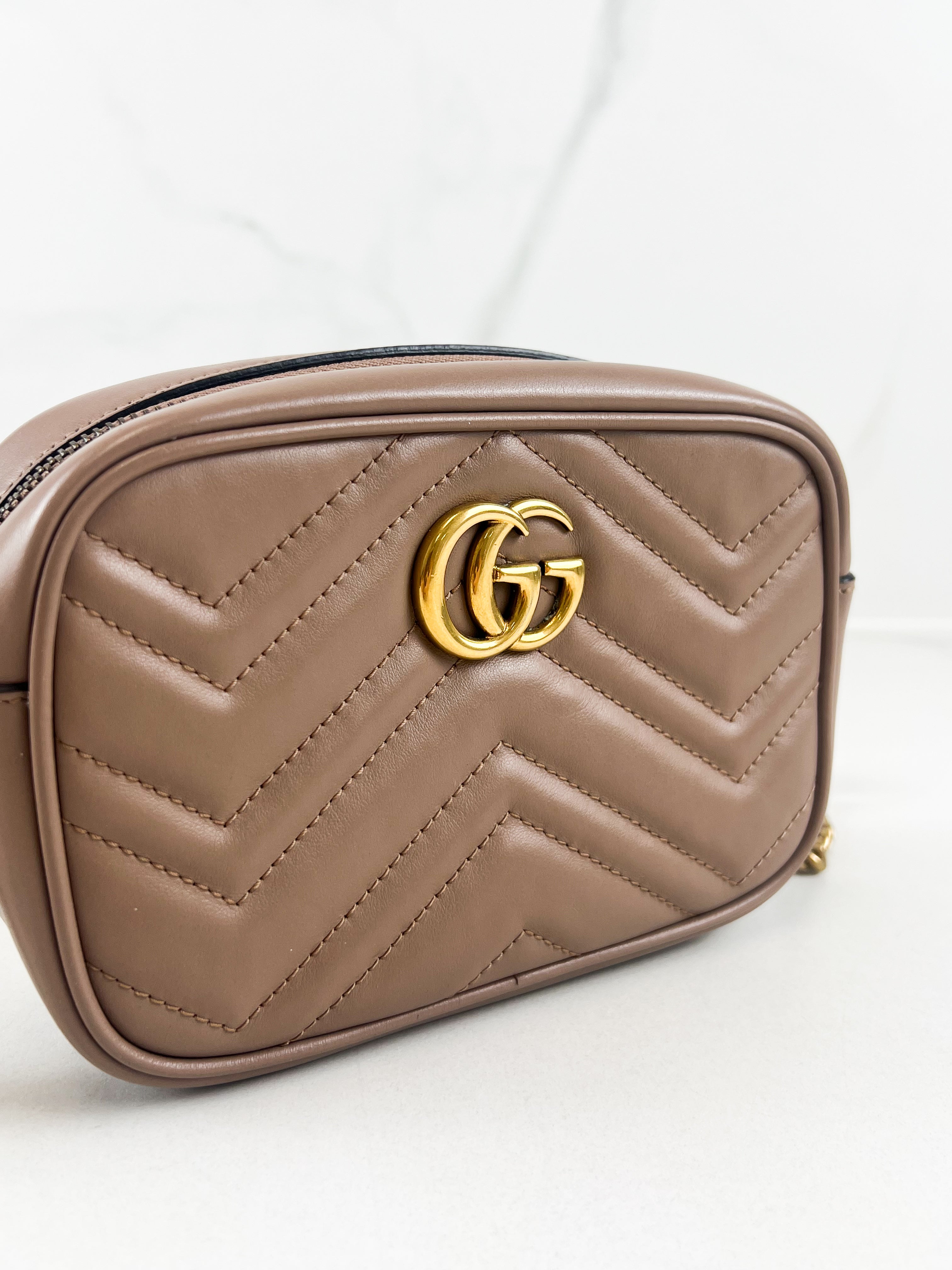 Gucci GG Marmont Matelasse Mini Beige Bag