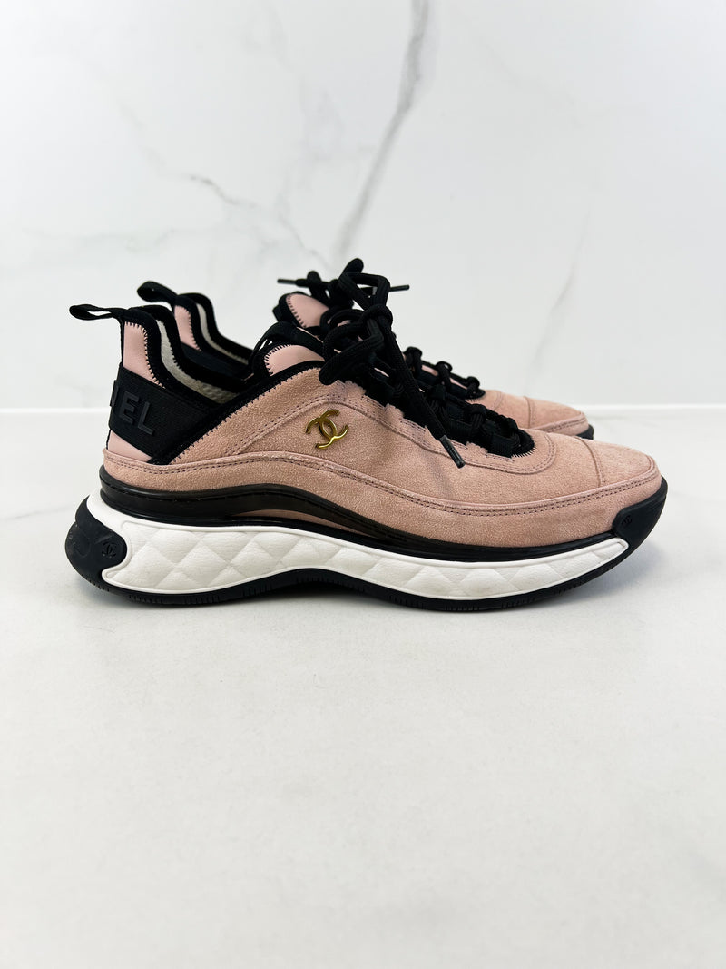 Chanel CC Pink & Black Sneaker Size 38.5
