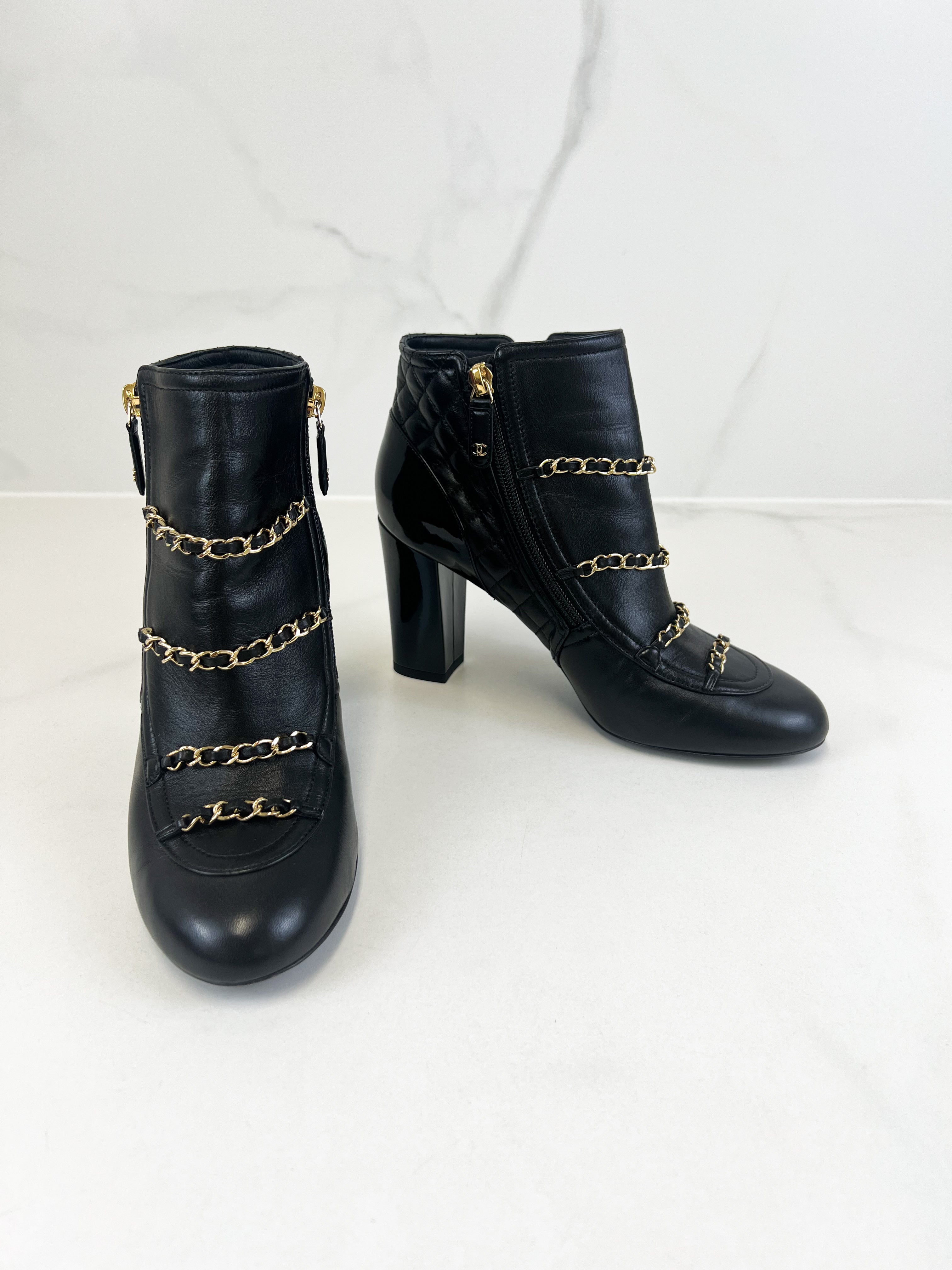 Chanel Black Chain Boot Size 39