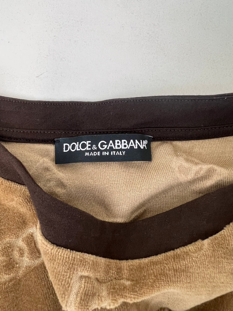 Dolce & Gabbana Logo Printed Cropped Velvet Jumper Size 44