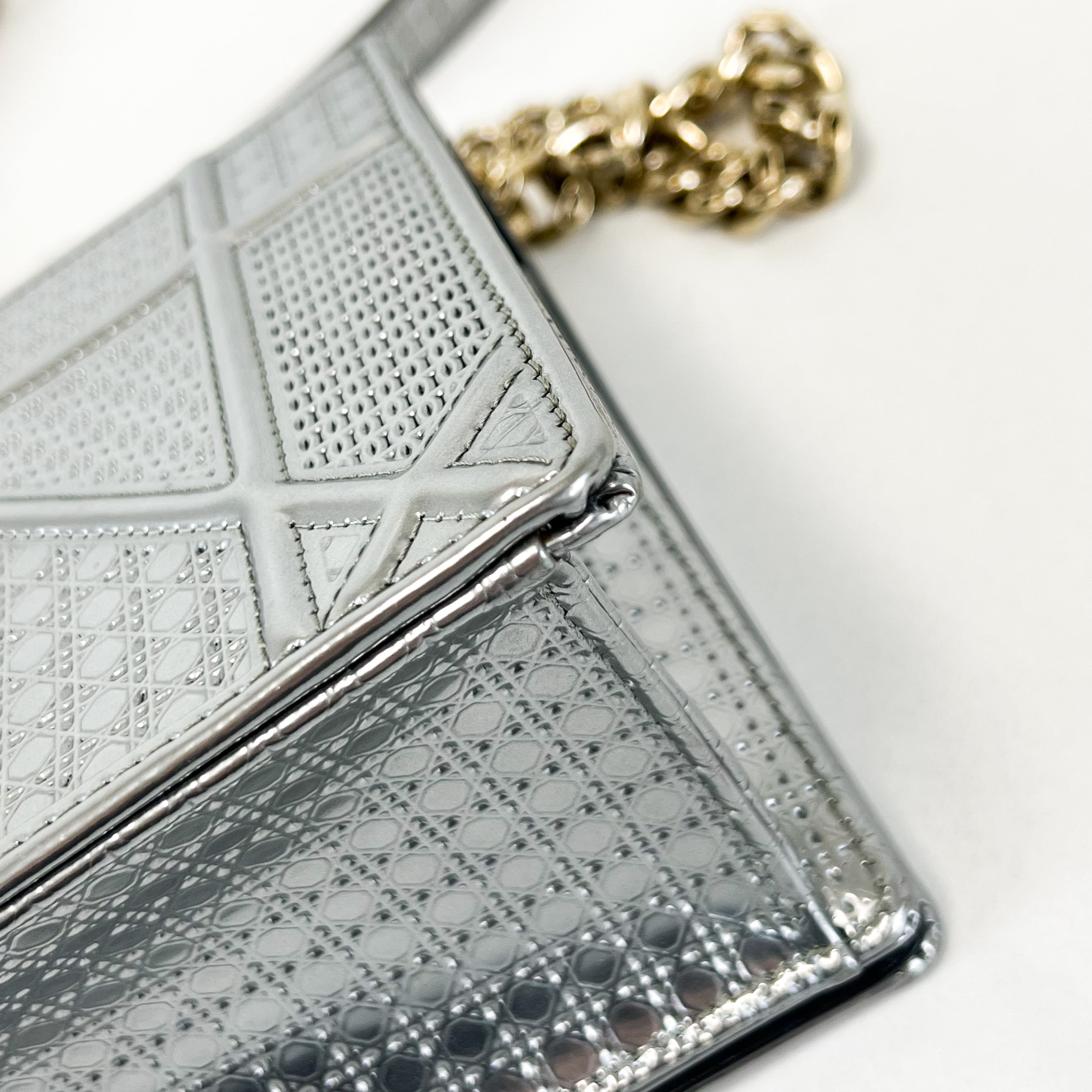 Christian Dior Metallic Silver Small Diorama Shoulder Bag