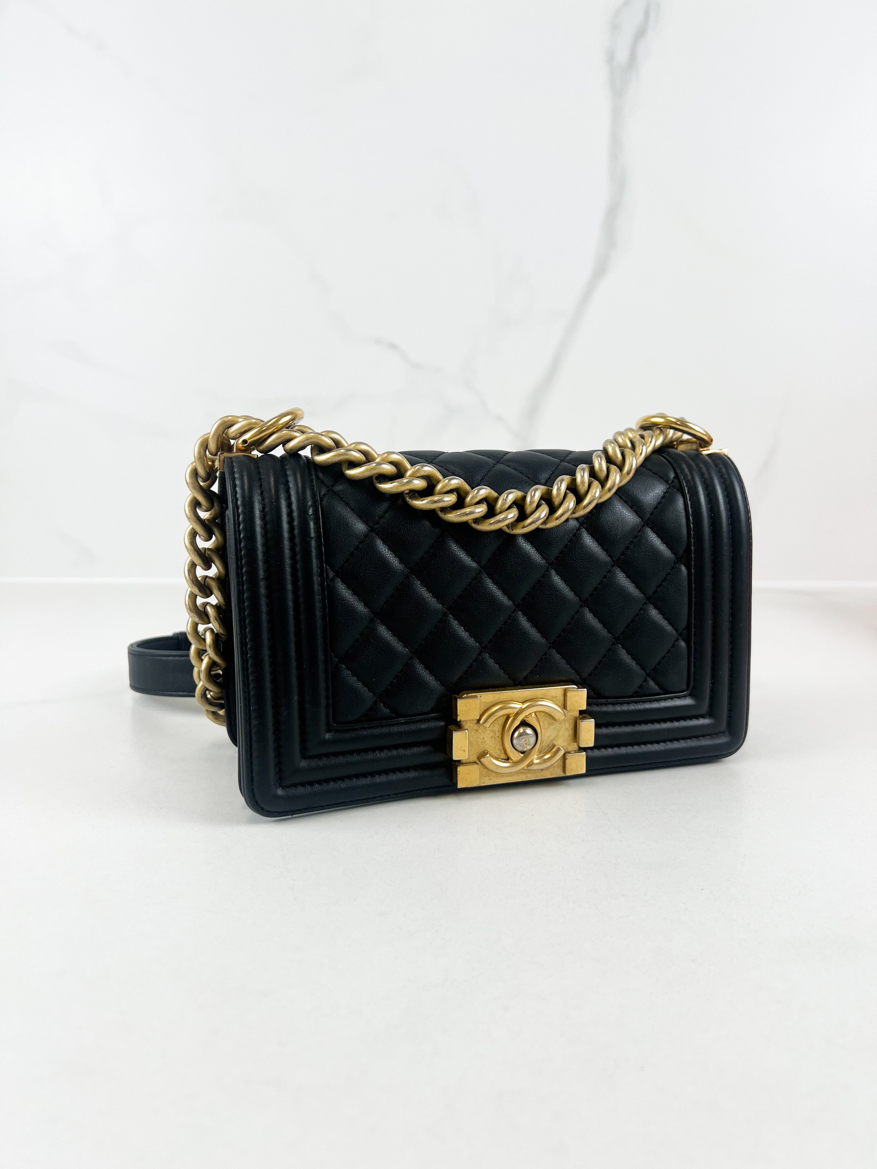 Chanel Lambskin Small Boy Bag with Gold Hardware