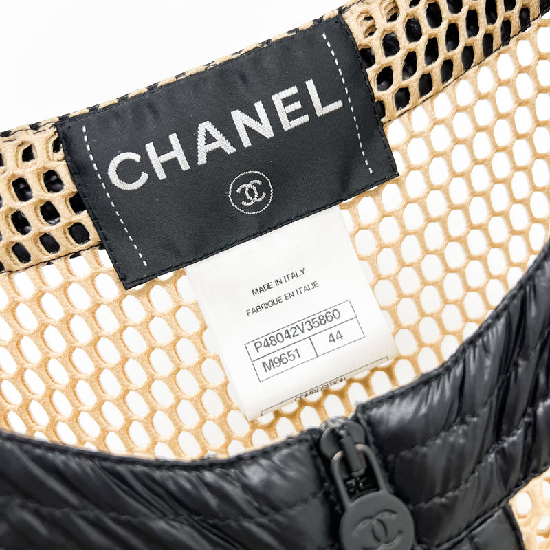 Chanel Beige & Black Collarless Jacket