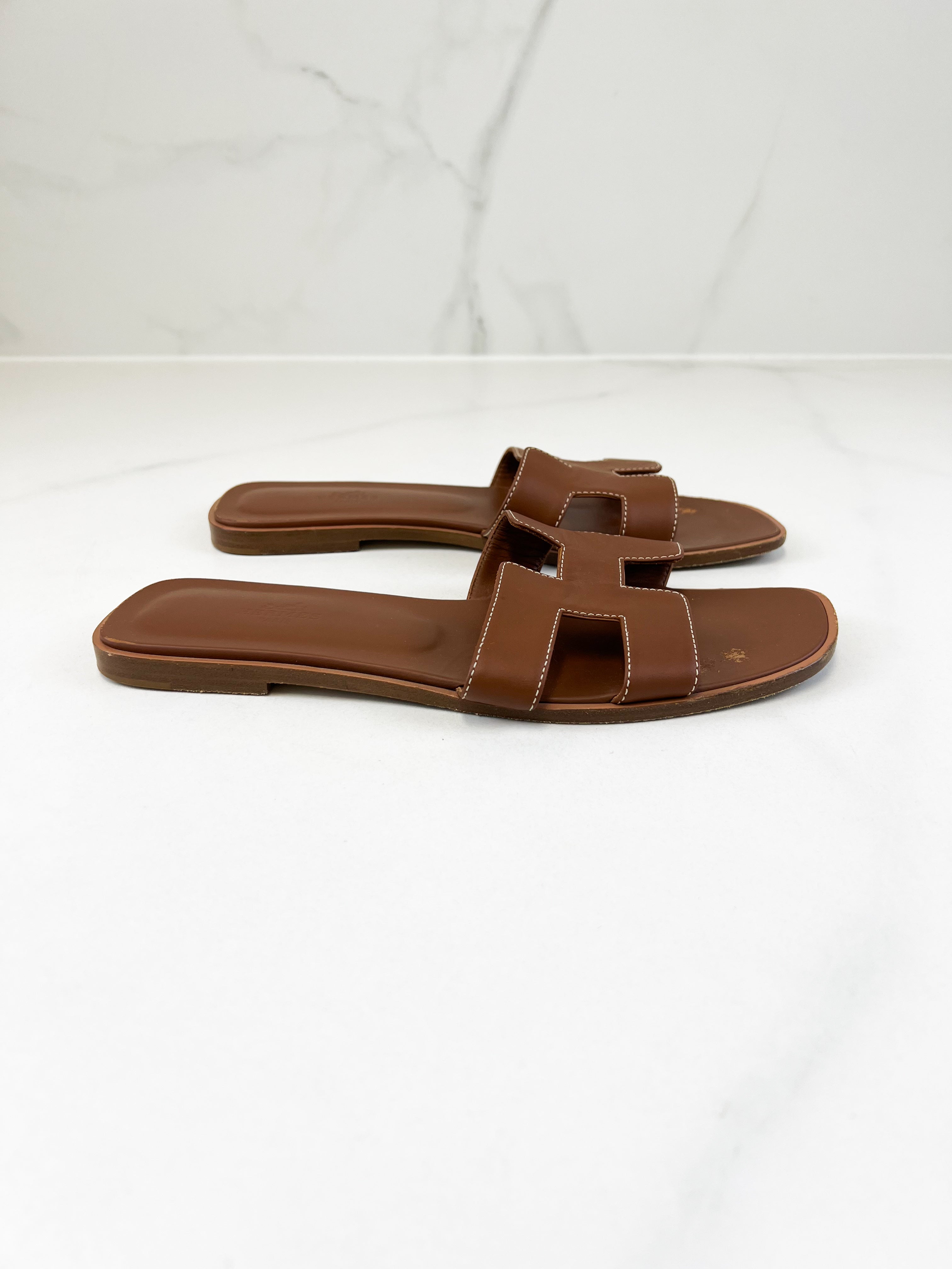 Hermes Oran Sandal in Tan Size 40.5