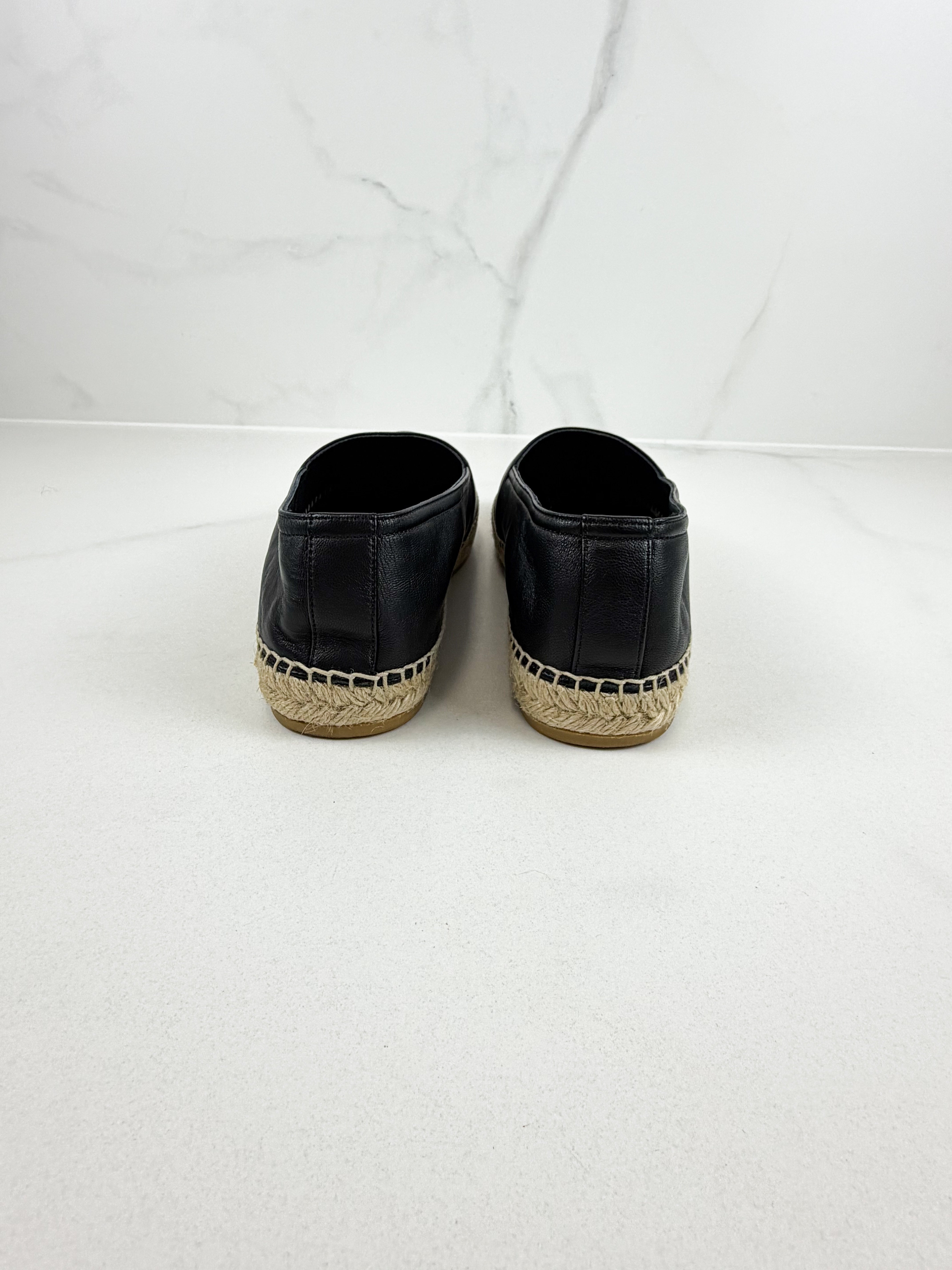 Saint Laurent Black Monogram Espadrilles Size 41.5